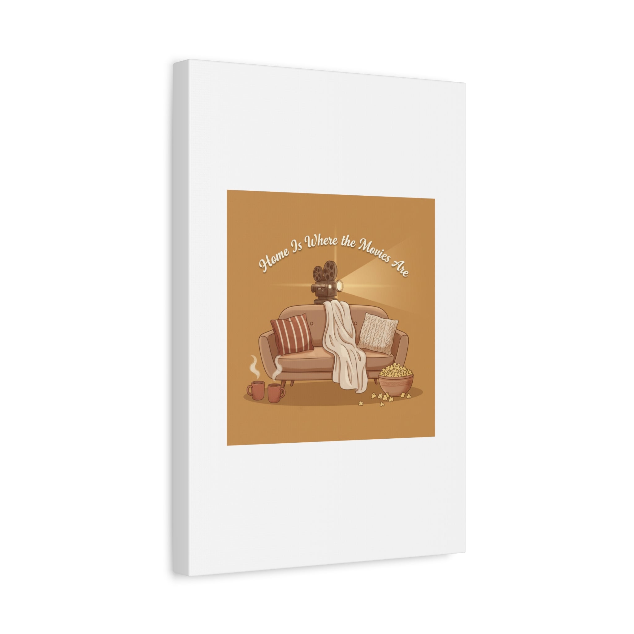 Home Is Where the Movies Are Canvas | cozy night art, home cinema decor
