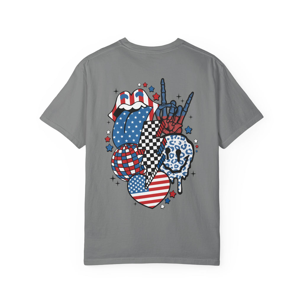 American Flag Rock Tongue T-Shirt