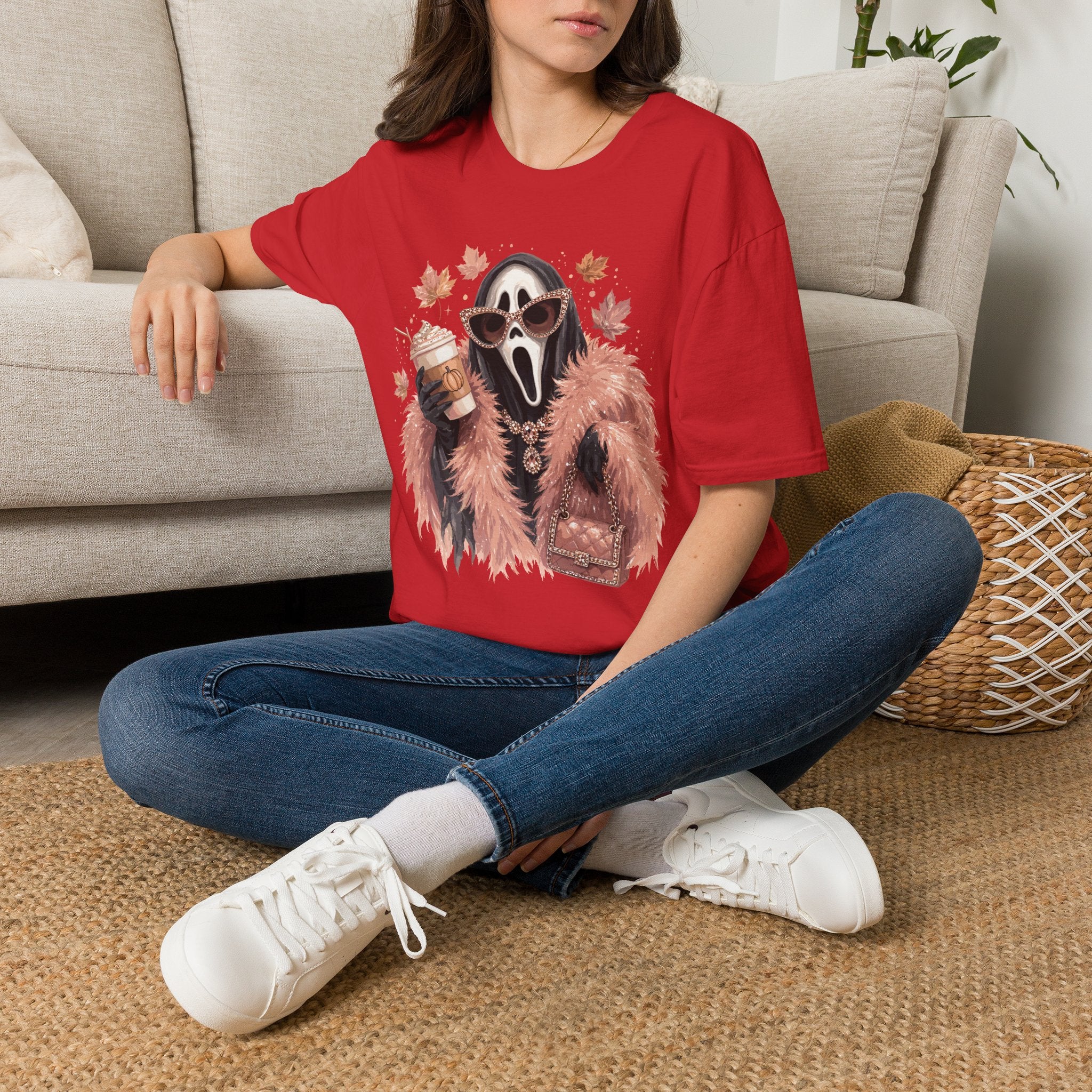 Cozy Scream Fall Tee — Glam Ghost with Pumpkin Spice Latte