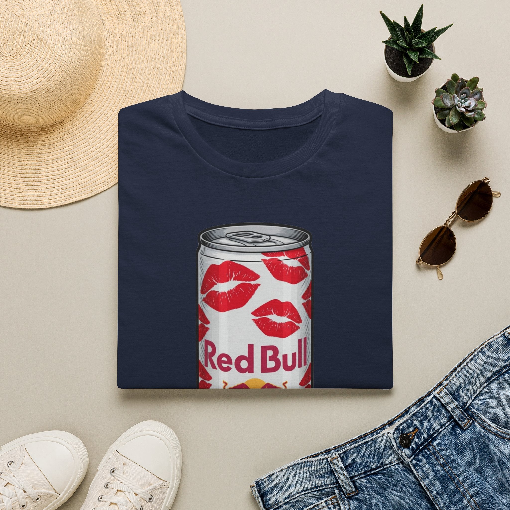 Graphic Tee — Red Bull Can with Lip Print