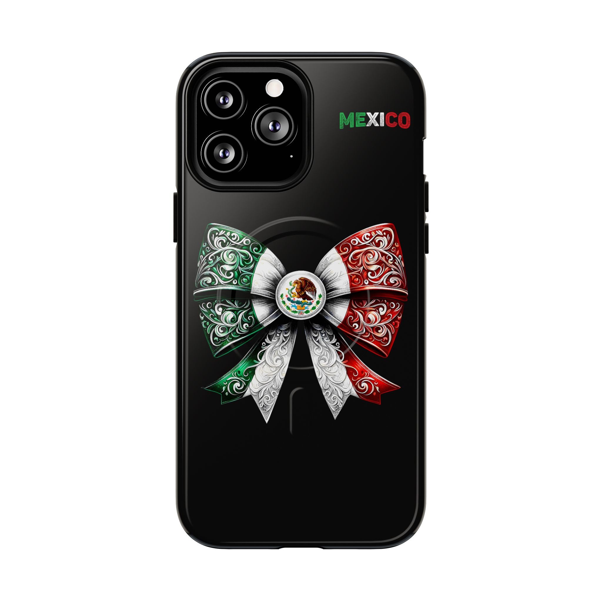 Mexican Flag Bow Tough Magnetic Phone Case — Patriotic Mexico iPhone Cover