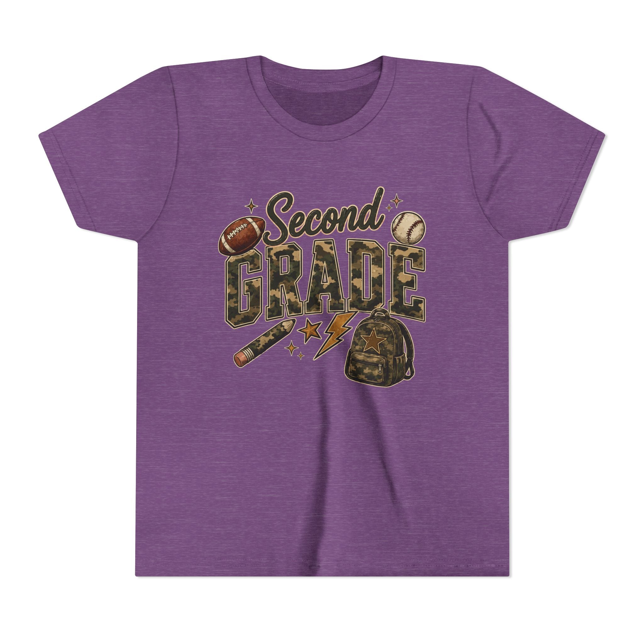 Second Grade Youth Tee — Back-to-School Sports & Backpack Design