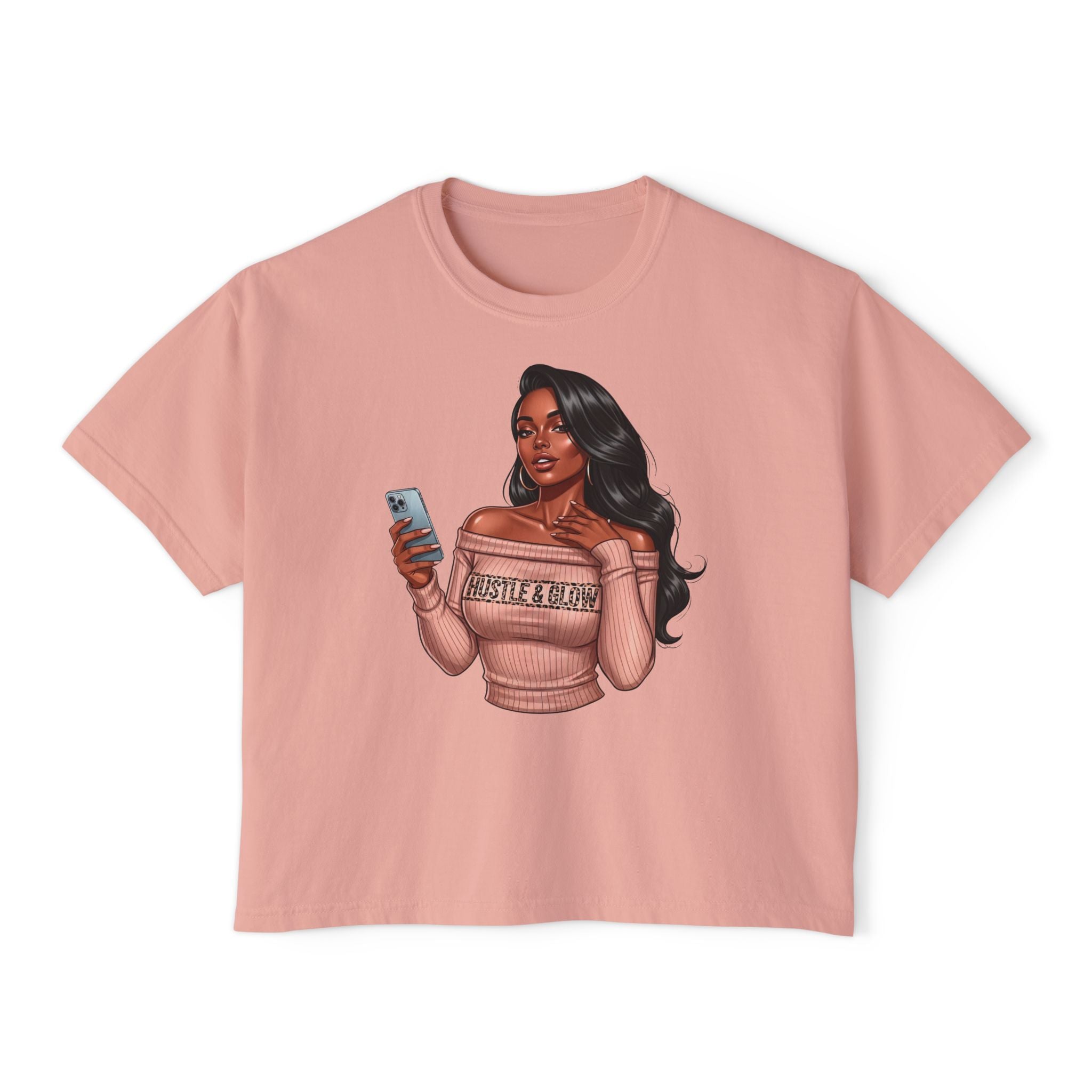 Curvy Girl Boss Boxy Tee — 'Just A Girl' Graphic Women's Crop T-Shirt
