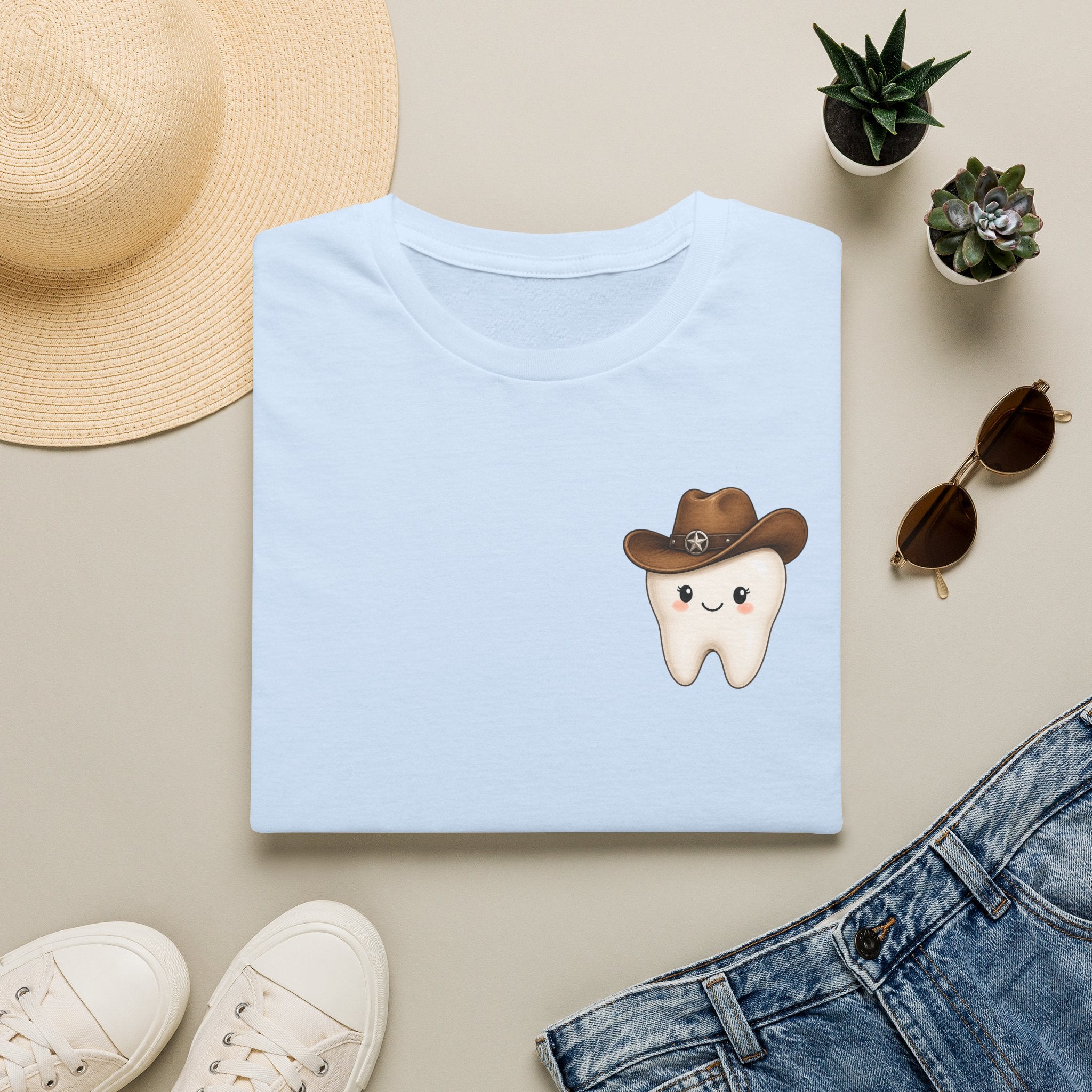 Cowboy Tooth Tee — Cute Western Dental Graphic T-Shirt