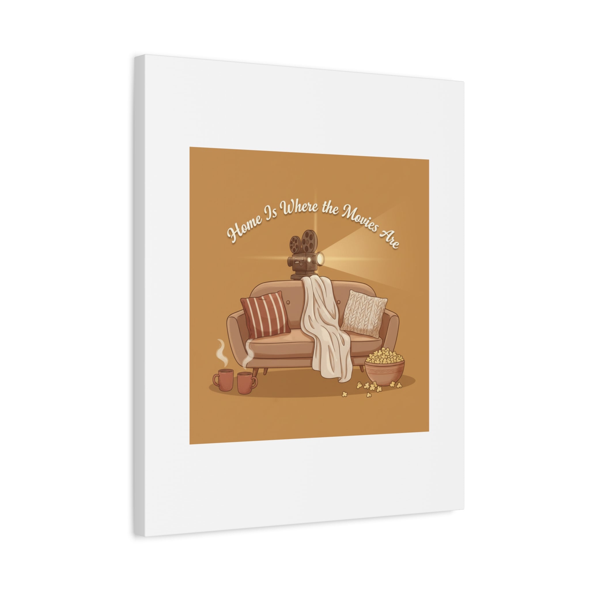 Home Is Where the Movies Are Canvas | cozy night art, home cinema decor