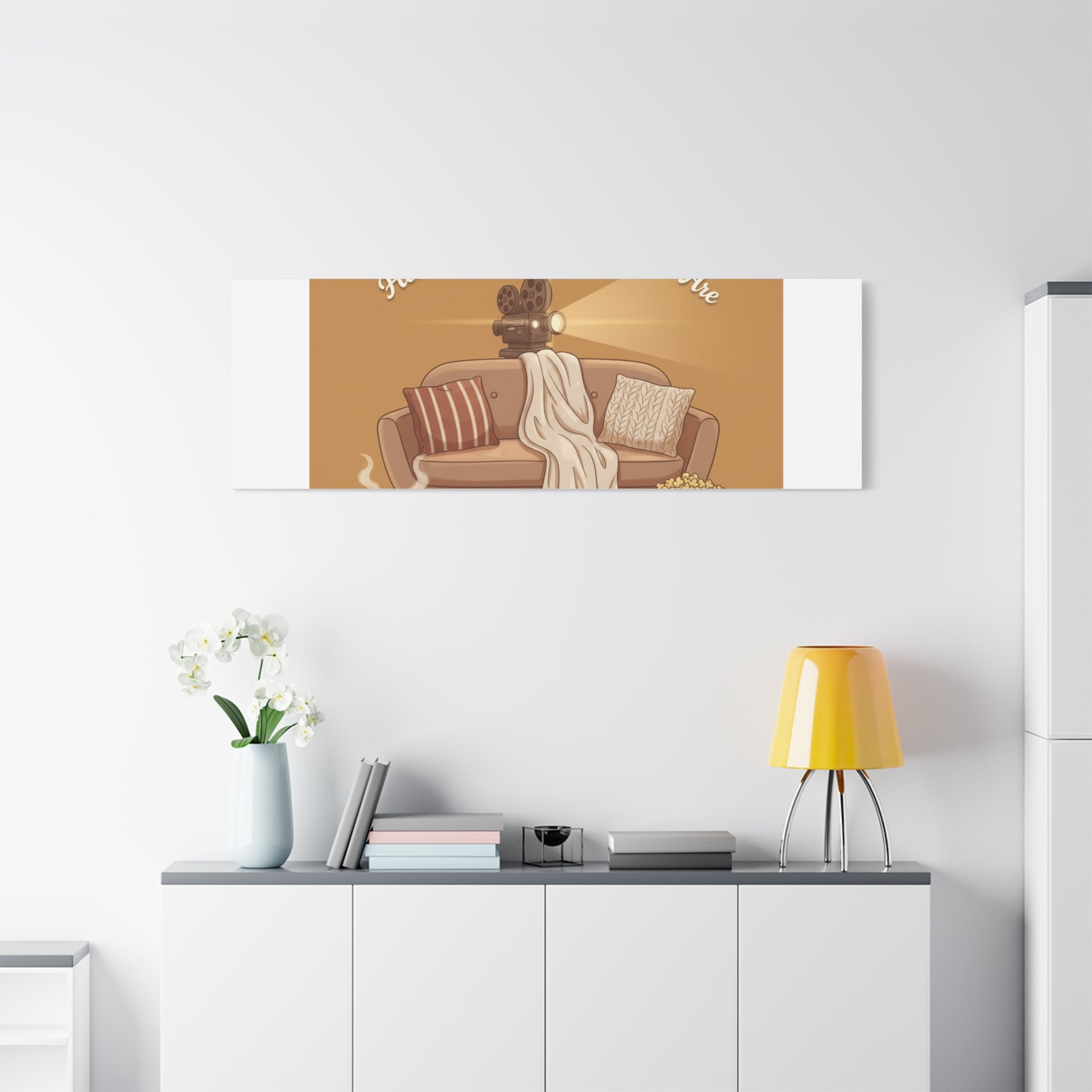 Home Is Where the Movies Are Canvas | cozy night art, home cinema decor