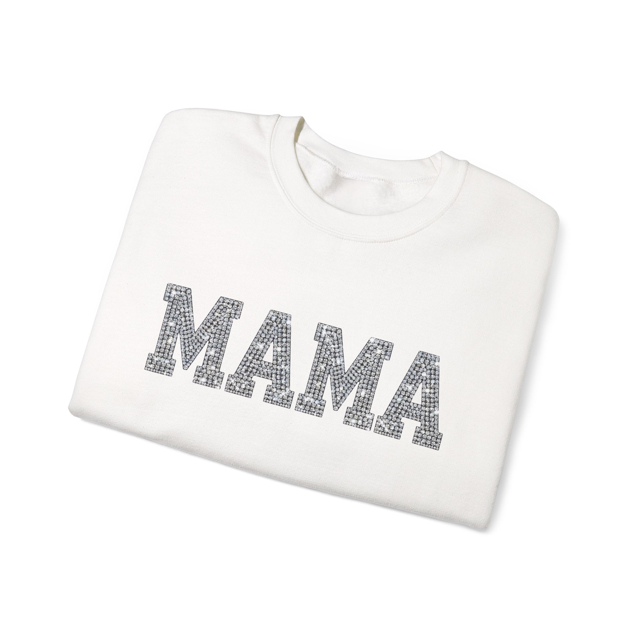 Mama Crewneck Sweatshirt — Casual Glitter Block Letter Mom Pullover
