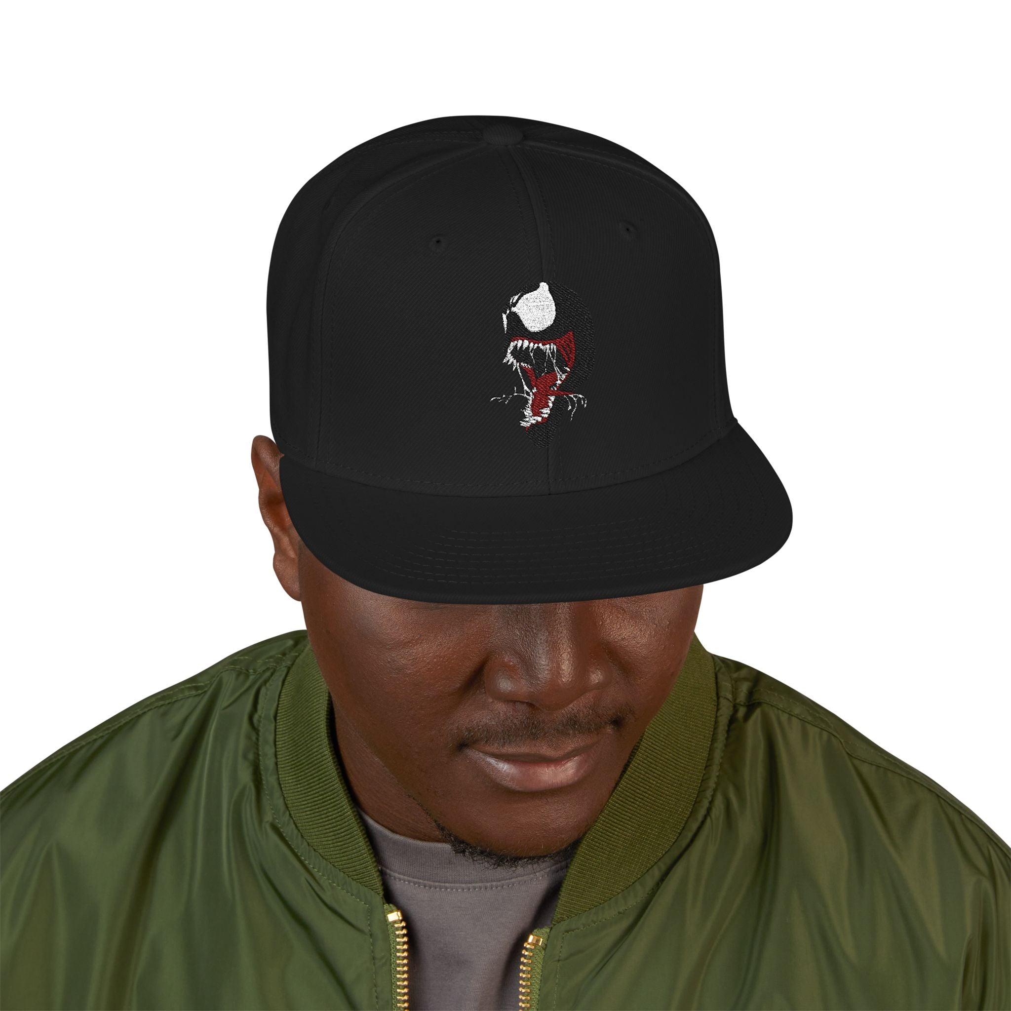 Embroidered Skull & Roses Snapback Hat — Gothic Streetwear Cap