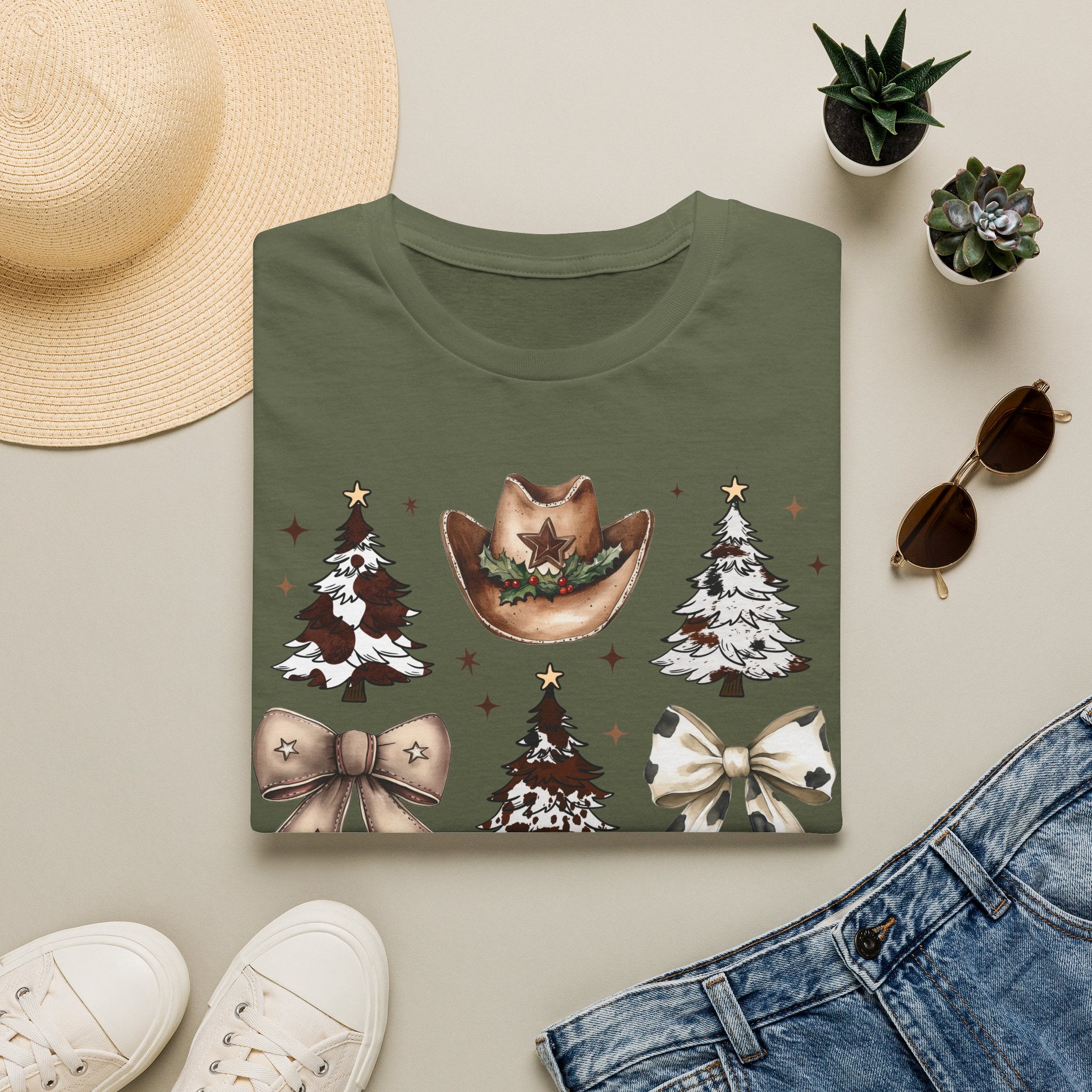 Western Christmas Tee — Cowboy Hat & Boots Holiday Shirt