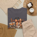 Fall Cozy Coffee T-Shirt — Pumpkin Spice, Plaid Bows & Floral Autumn Graphic Tee