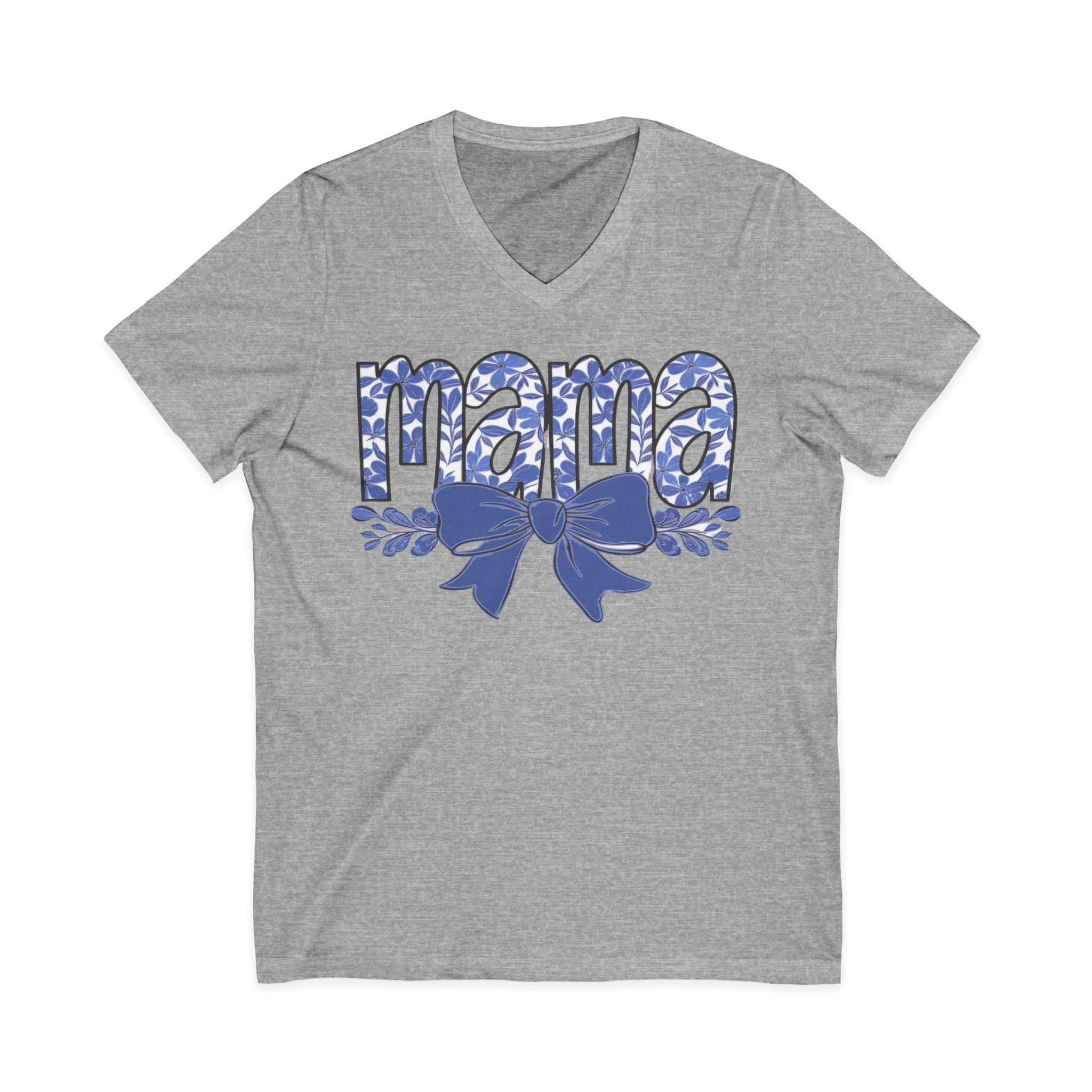 Mama Floral Bow V-Neck Tee — Mothers Day Gift Tee
