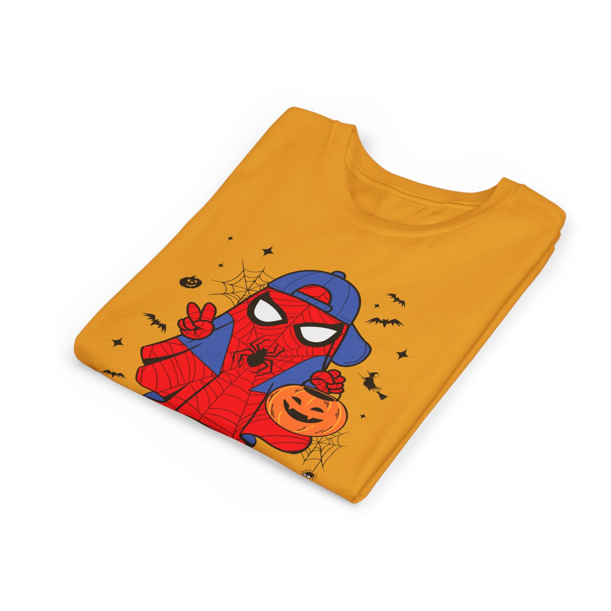 Kids Halloween Spider Superhero Tee – Cute Trick-or-Treat Pumpkin Design