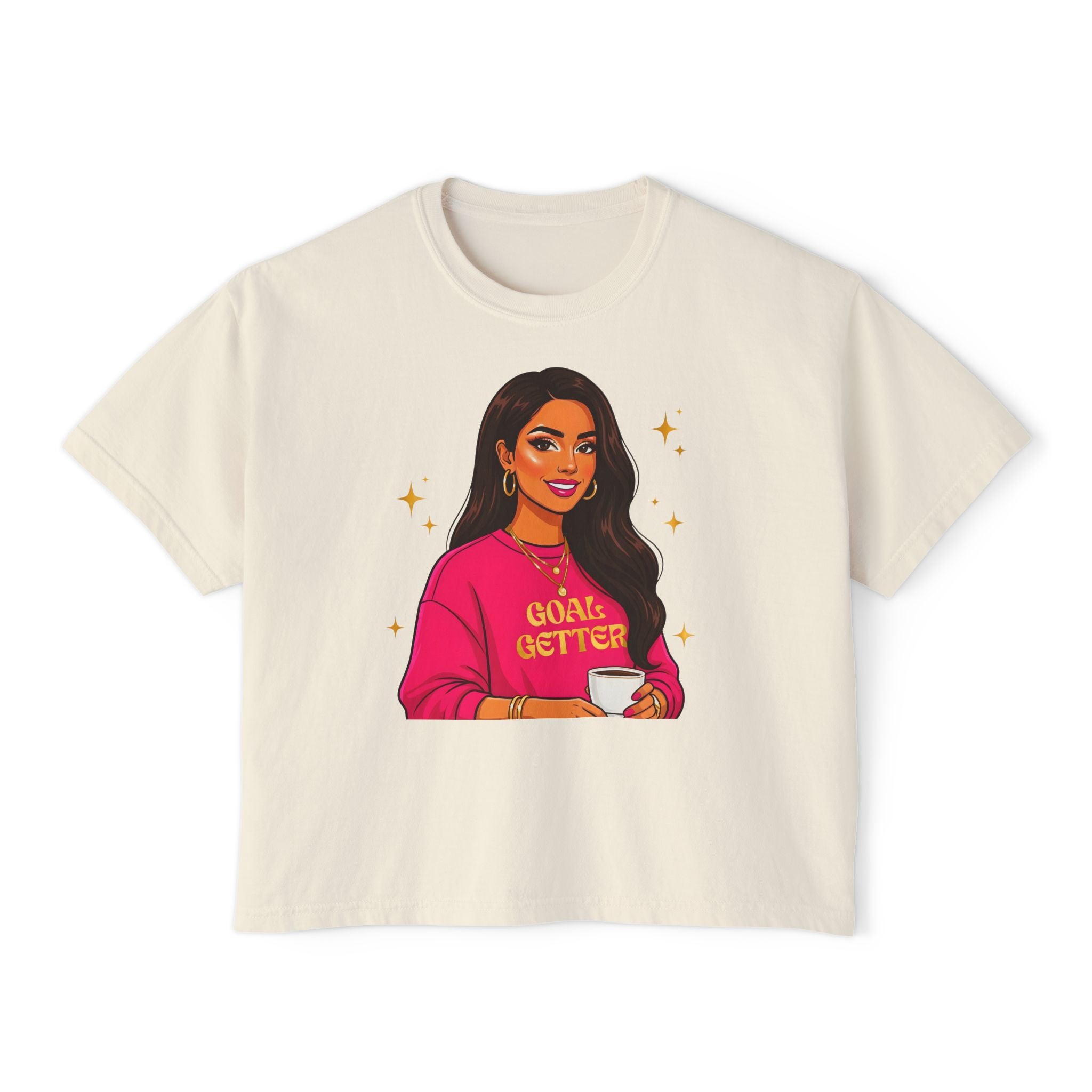 Goal Getter Women's Boxy Tee — Empowering Graphic Crop Top
