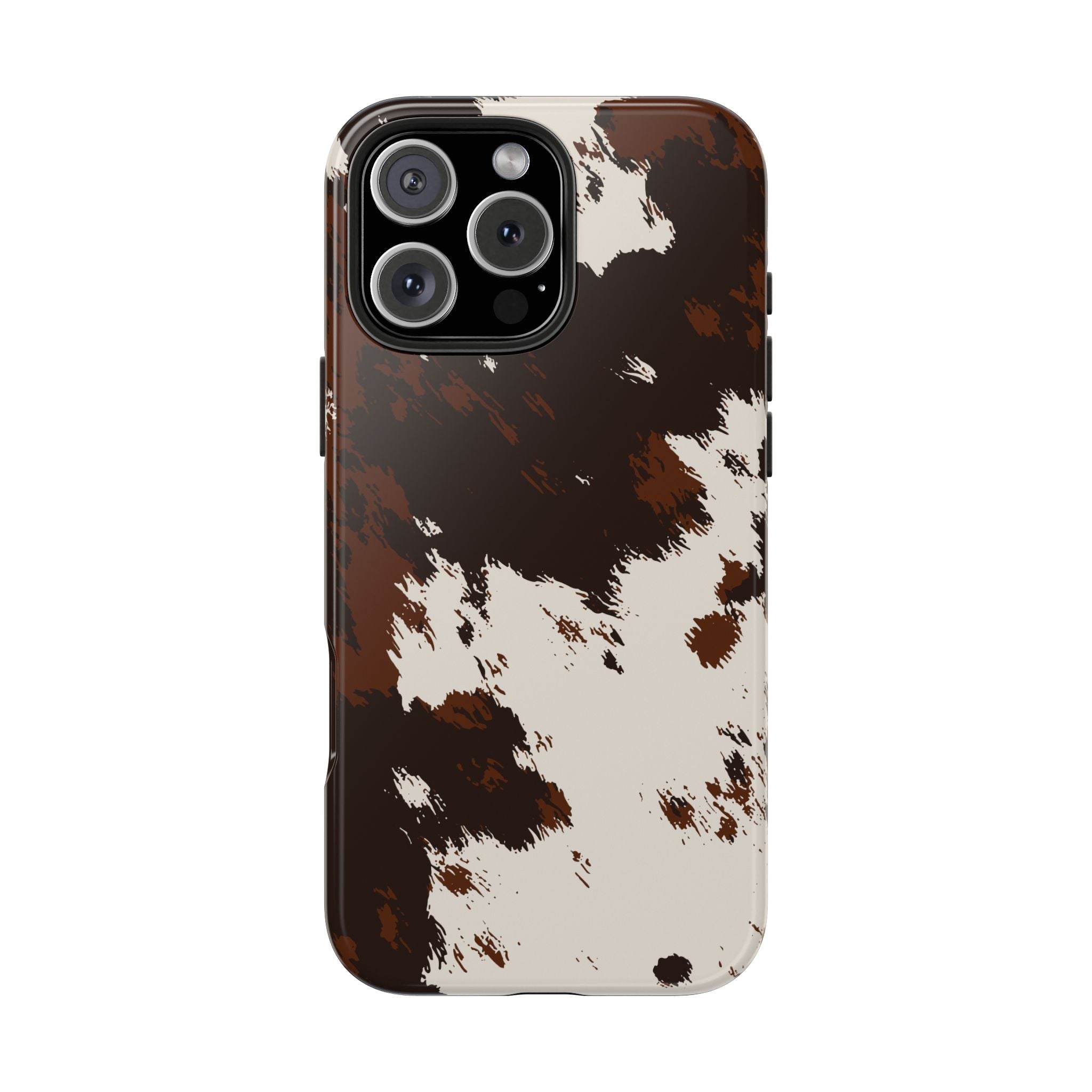 Cowhide Print Tough Phone Case — Brown & White Western Rugged Protection