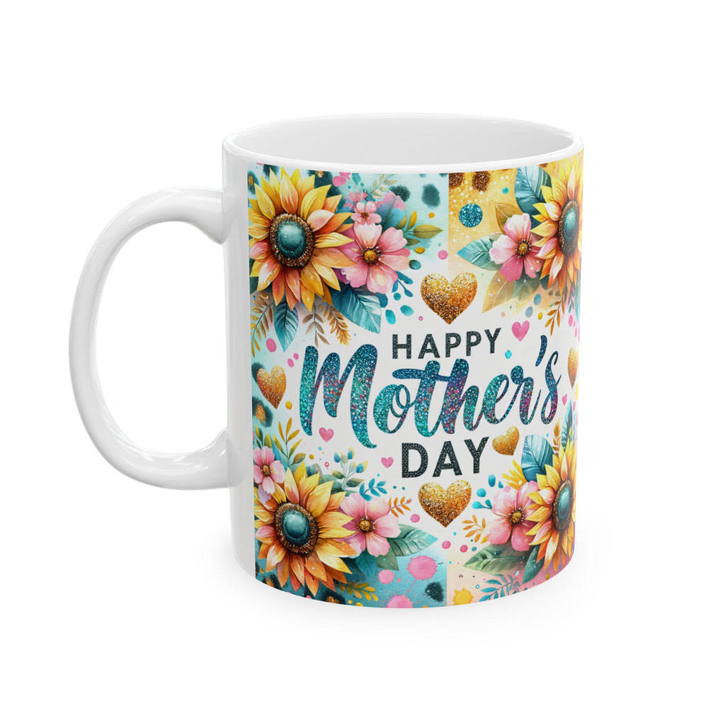 Mother’s Day Sunflower Ceramic Mug — Floral 'Happy Mother’s Day' Coffee Cup (11oz, 15oz)