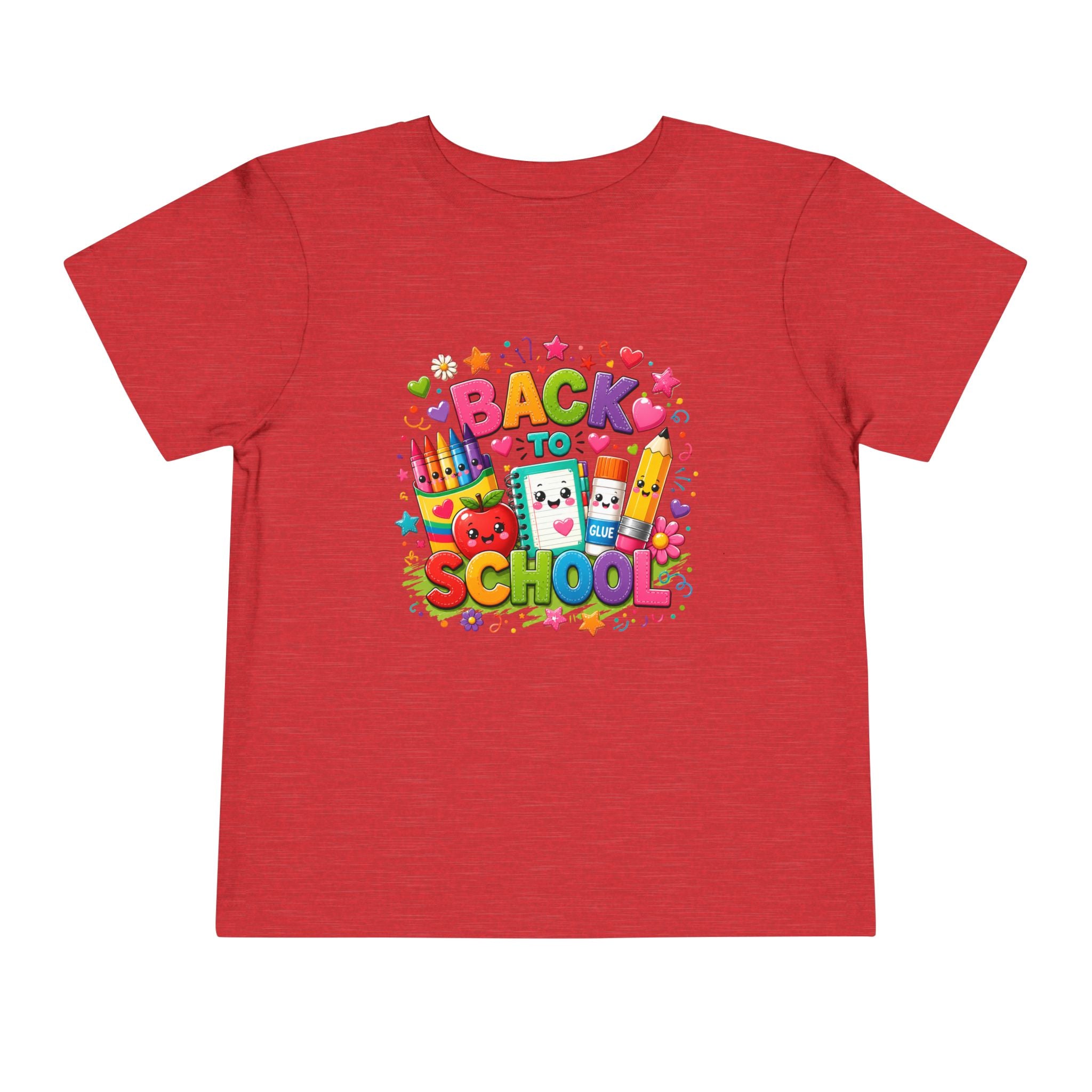 Back to School Toddler Tee – Cute Kawaii School Supplies Graphic