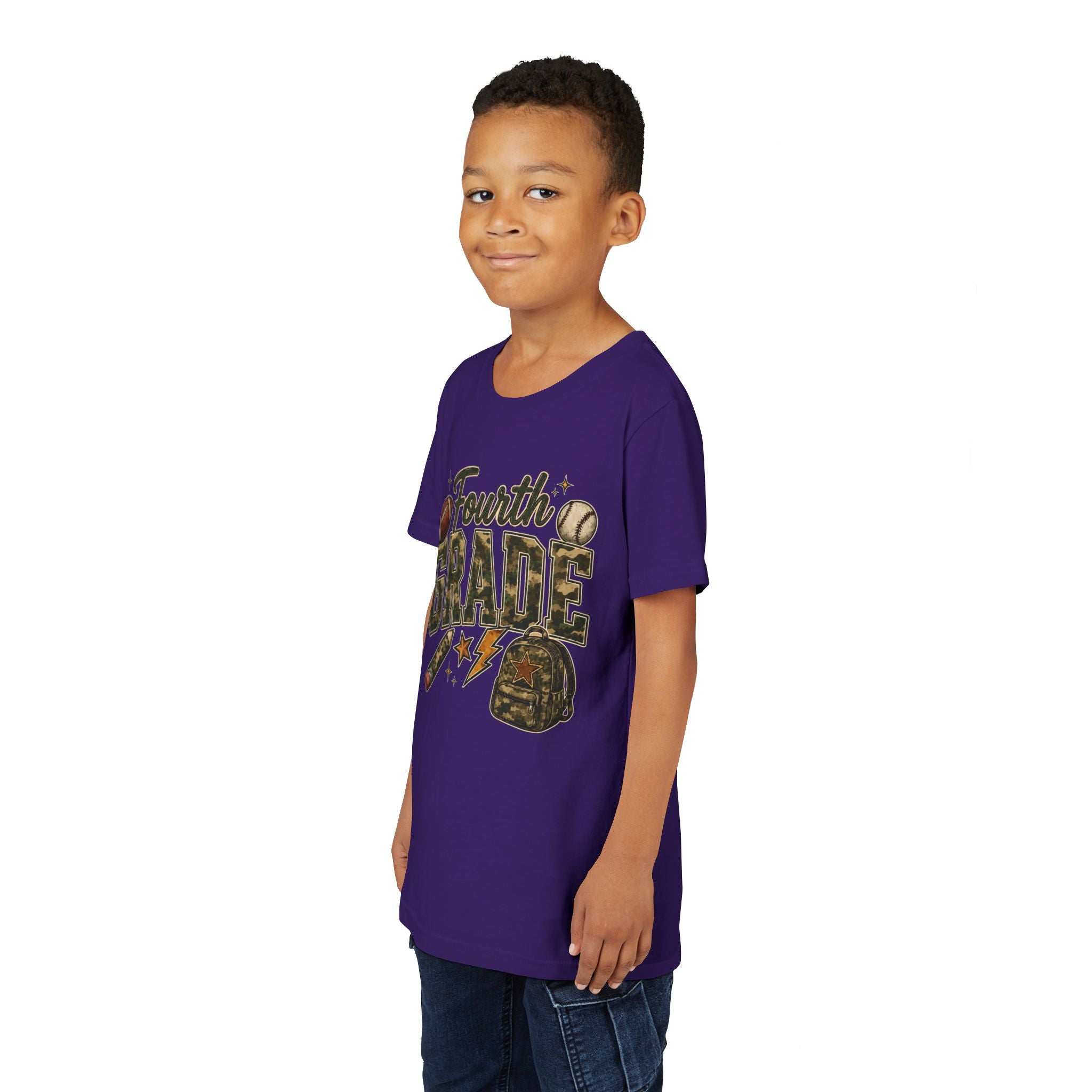 Fourth Grade Kids' T-Shirt – Back-to-School Sports & Backpack Design