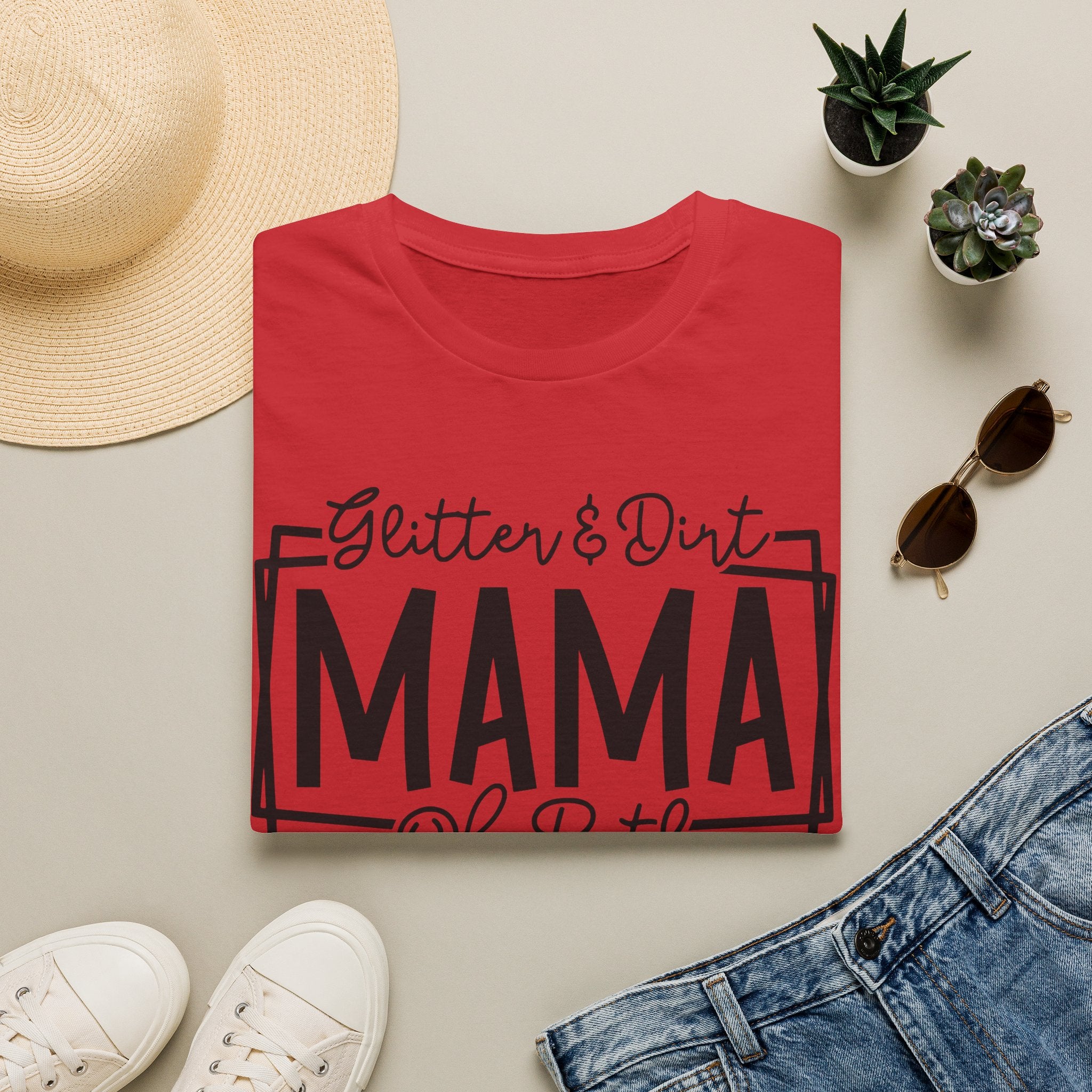 Mama of Both T-Shirt — "Glitter & Dirt" Mom Tee