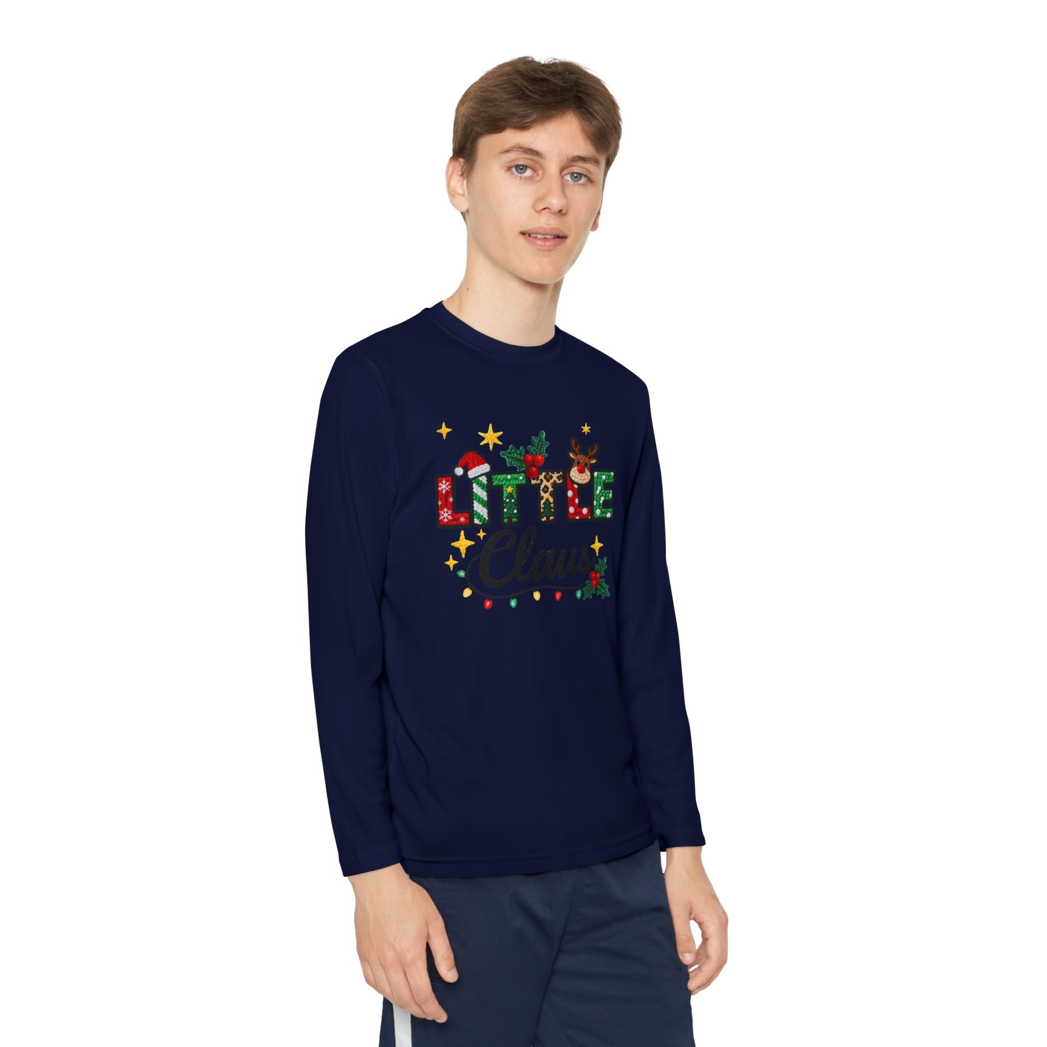 Youth Long Sleeve Tee - "Little Claus" Christmas Kids Shirt