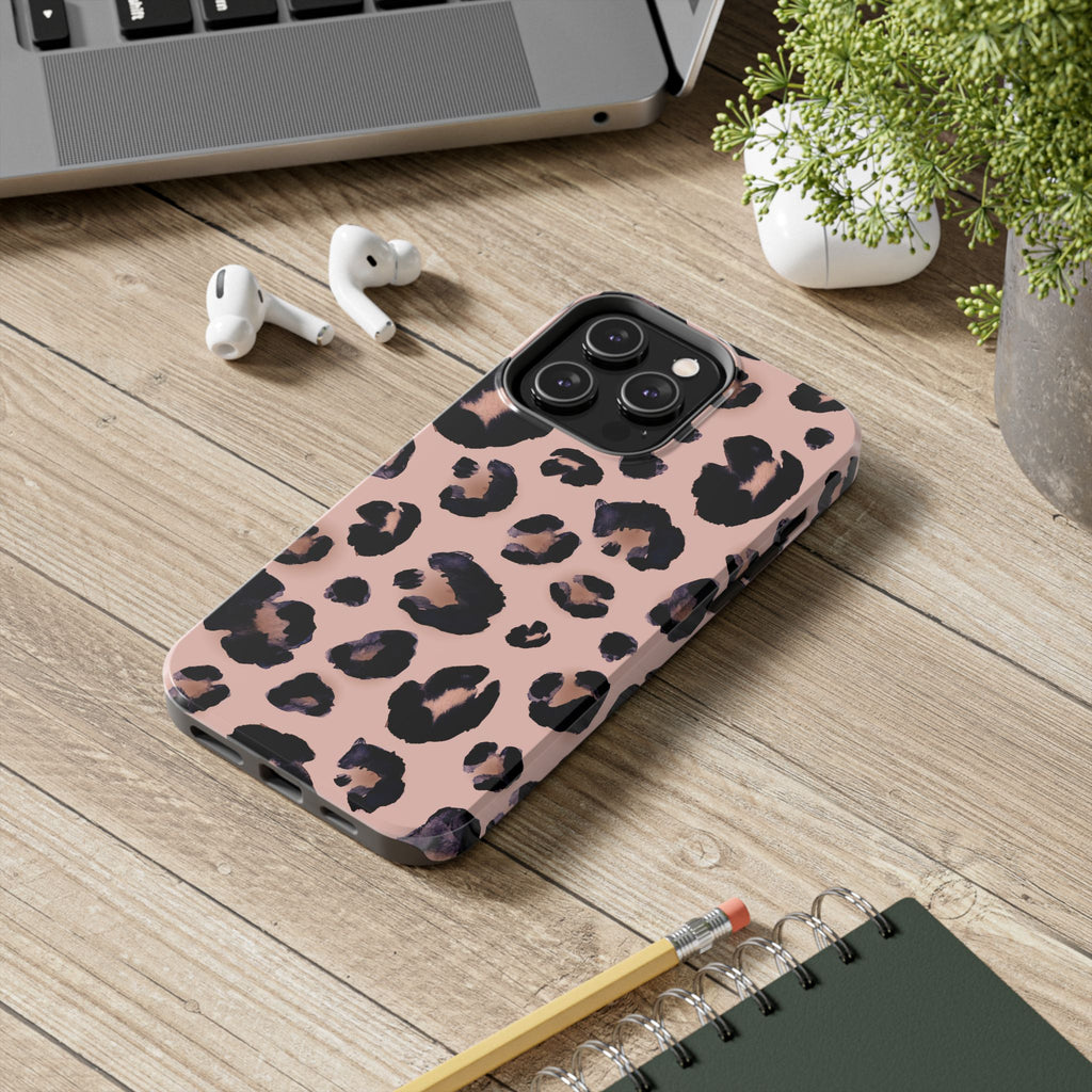 Leopard Print Tough Phone Case — Pink Animal Print Protective Cover