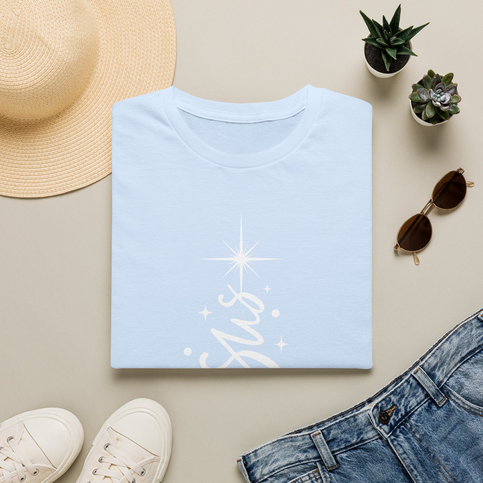 Jesus Christmas T-Shirt — Script Cross & Star Holiday Tee