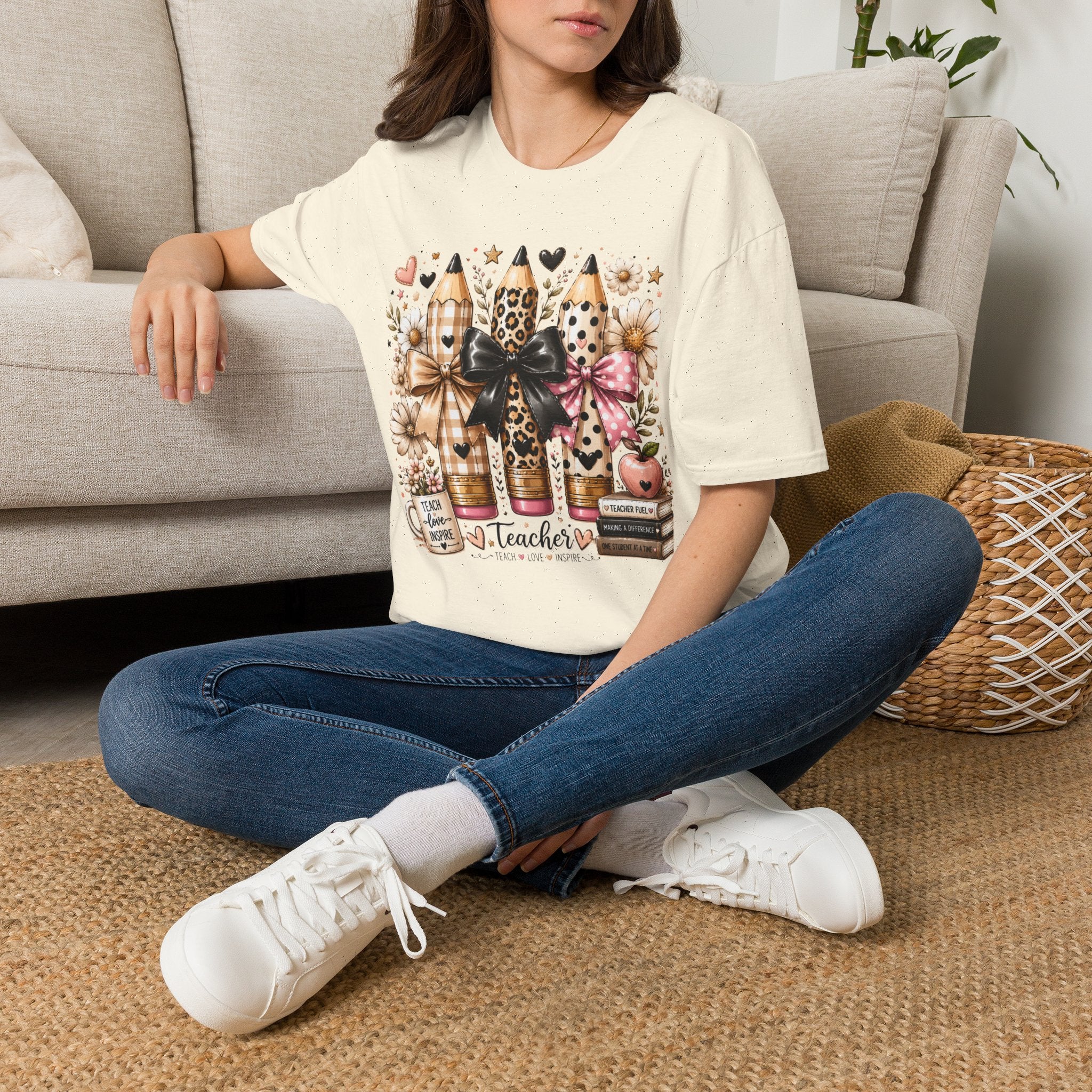 Teacher Pencil Trio Graphic T-Shirt — Leopard & Bow Back-to-School Tee