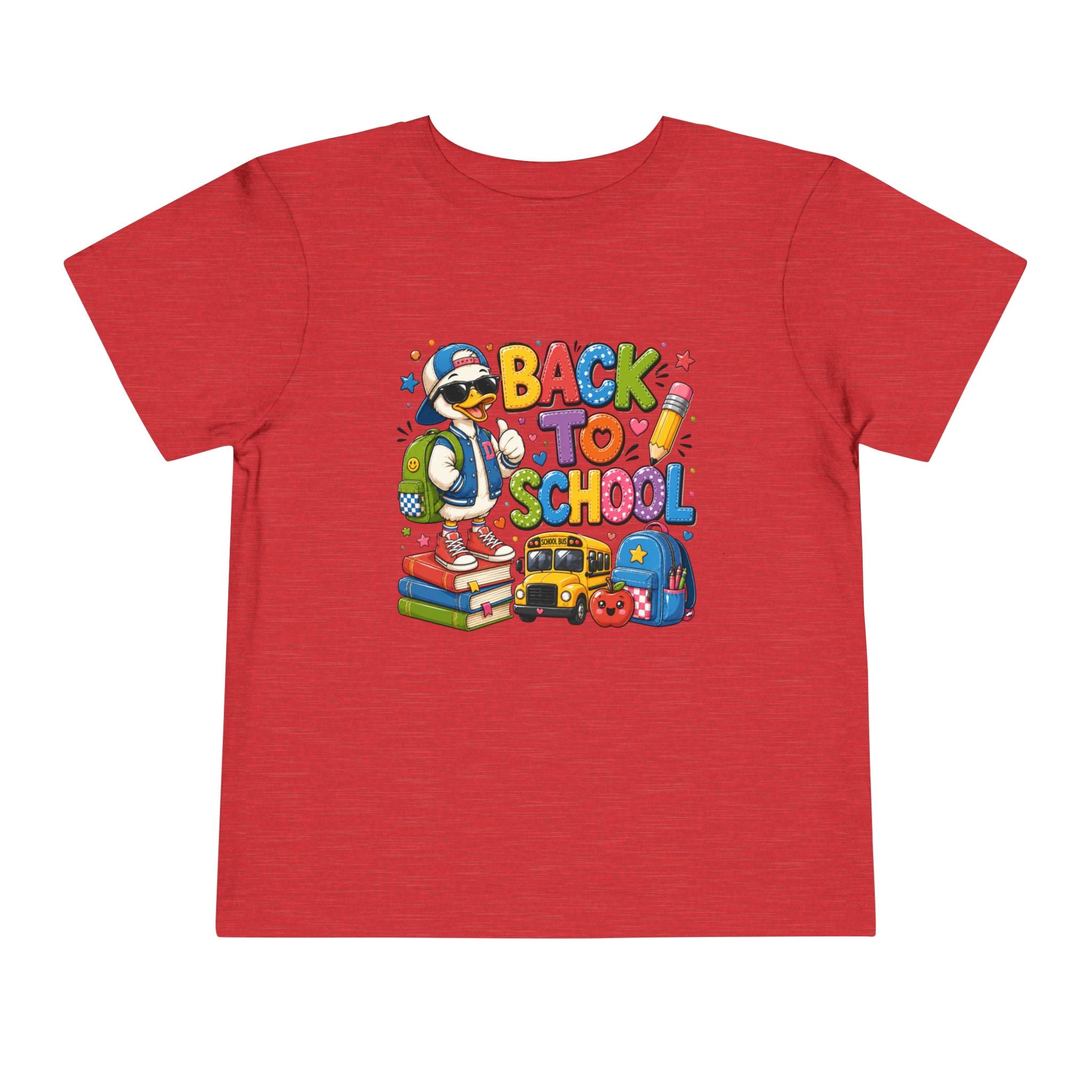 Back to School Toddler Tee — Cute Penguin School Bus Design