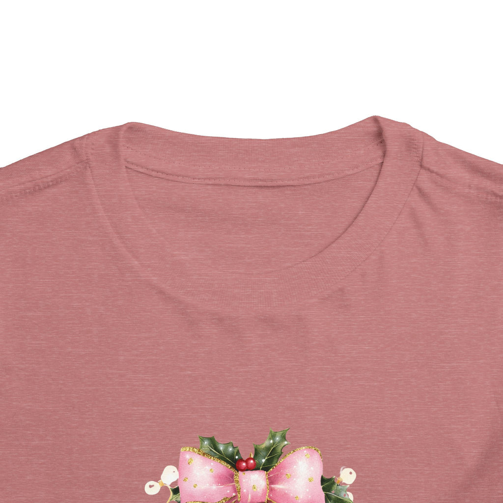 Toddler Christmas Tree Tee — Pink Bow Holiday Shirt