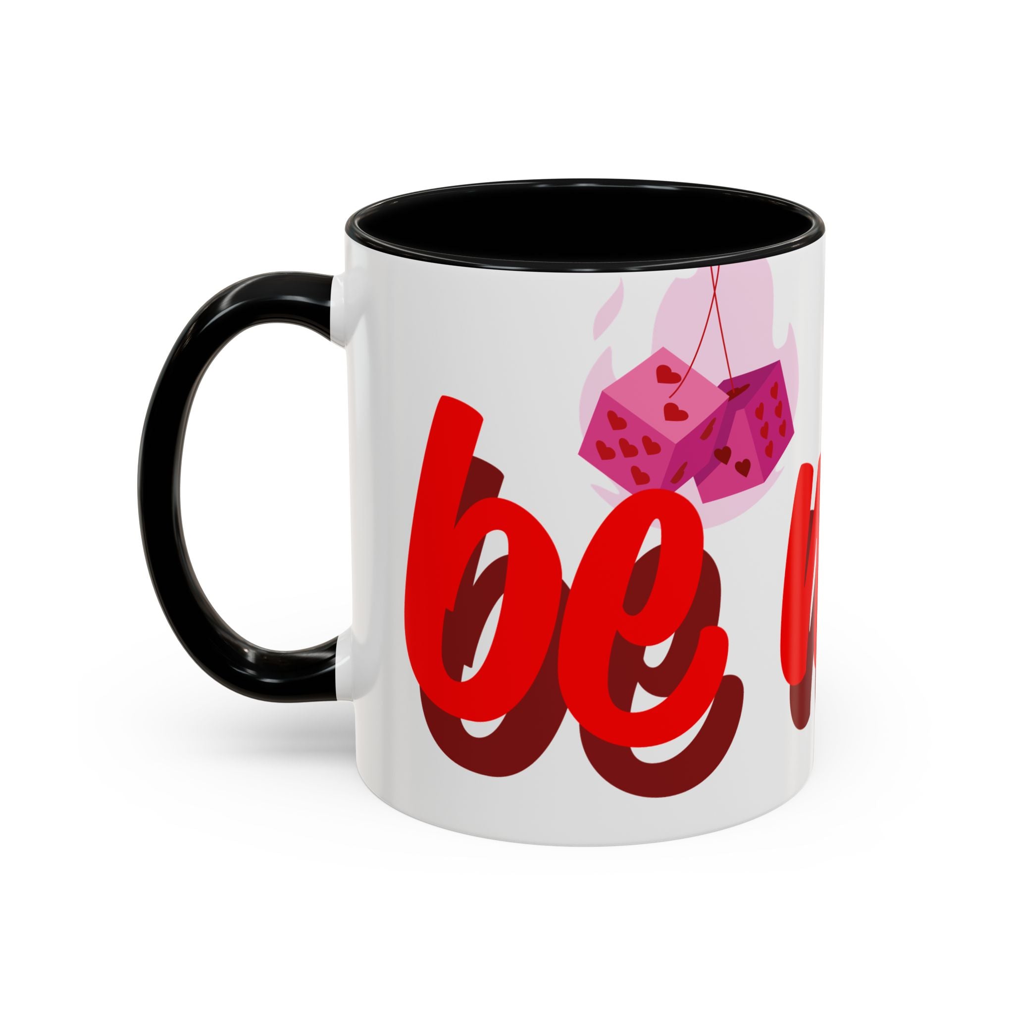 Be Mine Mug | Heart Valentine Coffee Mug, Accent Handle and Rim