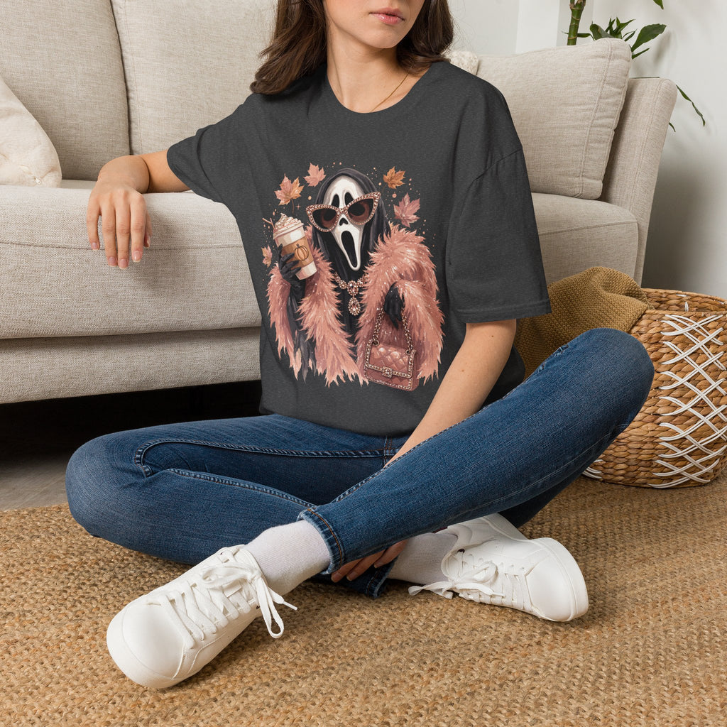 Cozy Scream Fall Tee — Glam Ghost with Pumpkin Spice Latte