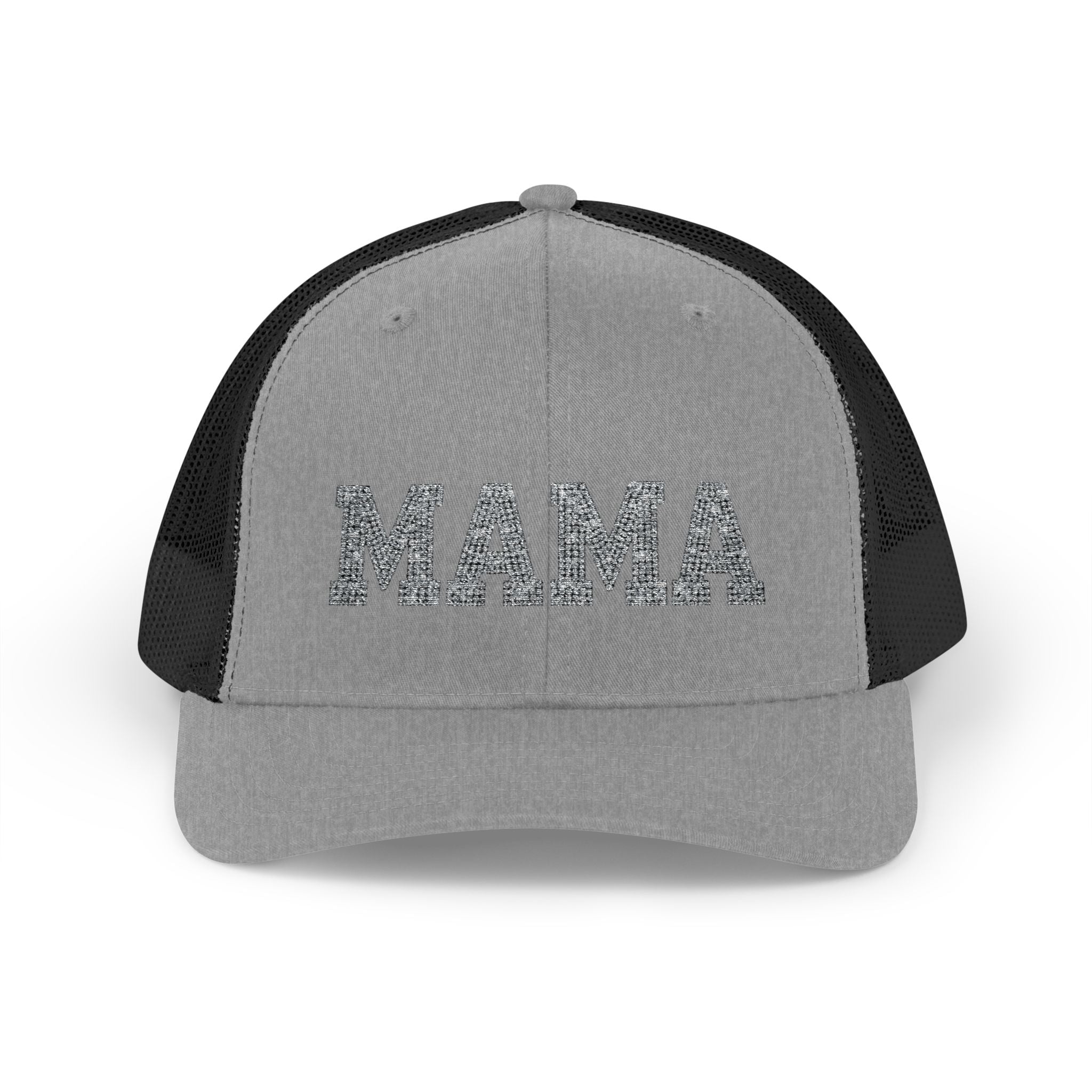 Mama Snapback Trucker Cap — Glitter Script "MAMA" Mesh Back Hat for Moms, Mother's Day Gift