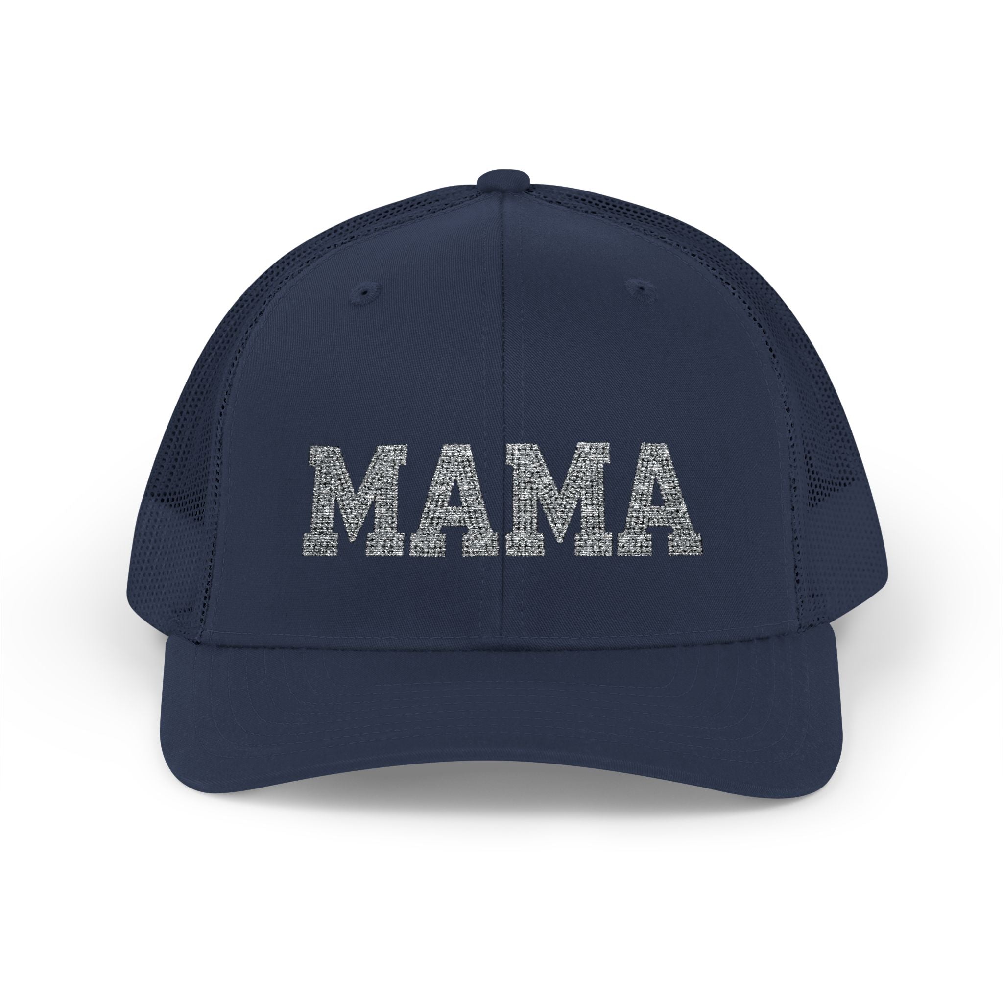Mama Snapback Trucker Cap — Glitter Script "MAMA" Mesh Back Hat for Moms, Mother's Day Gift