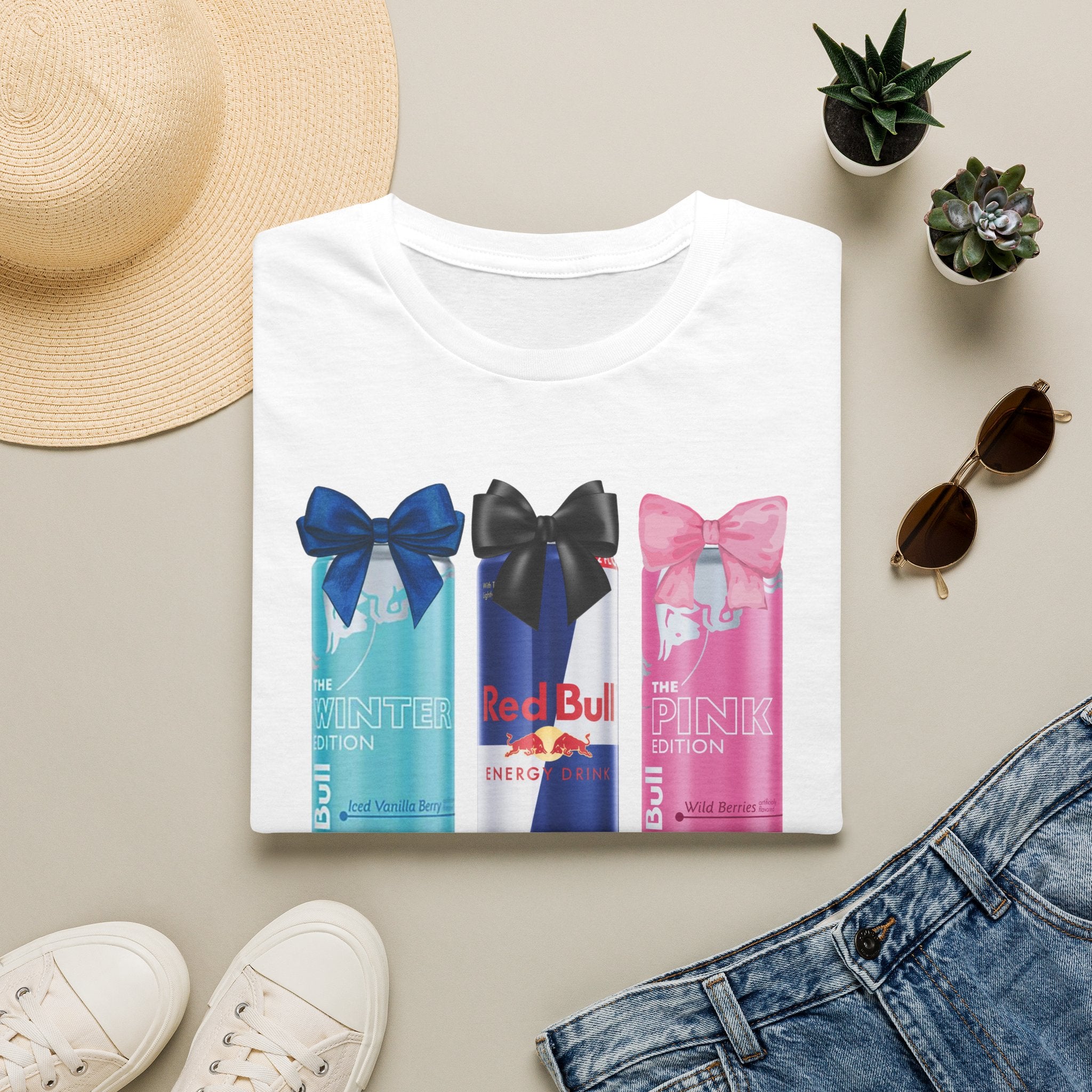 T-Shirt — “First I Need a Red Bull” Energy Drink Can Graphic Tee