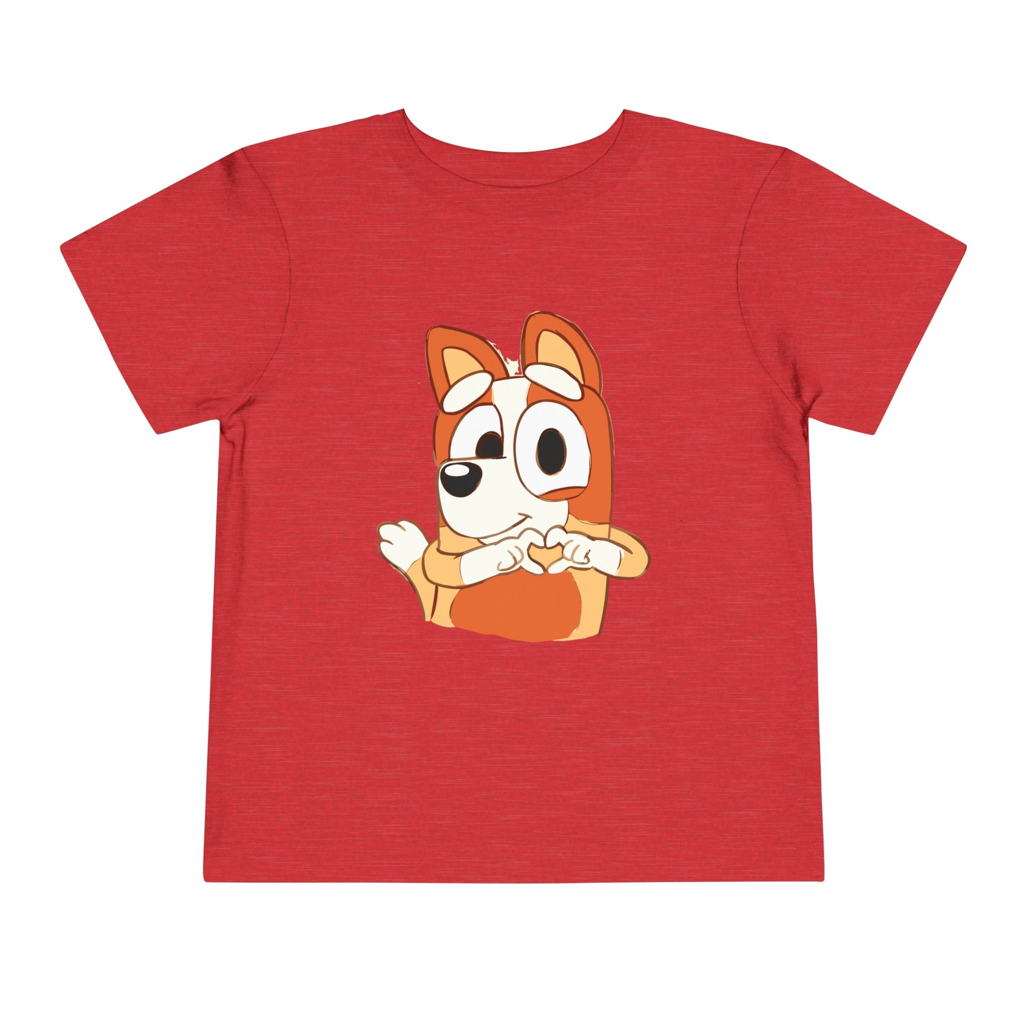 Toddler Tee — Cute Cartoon Dog Making Heart Gesture
