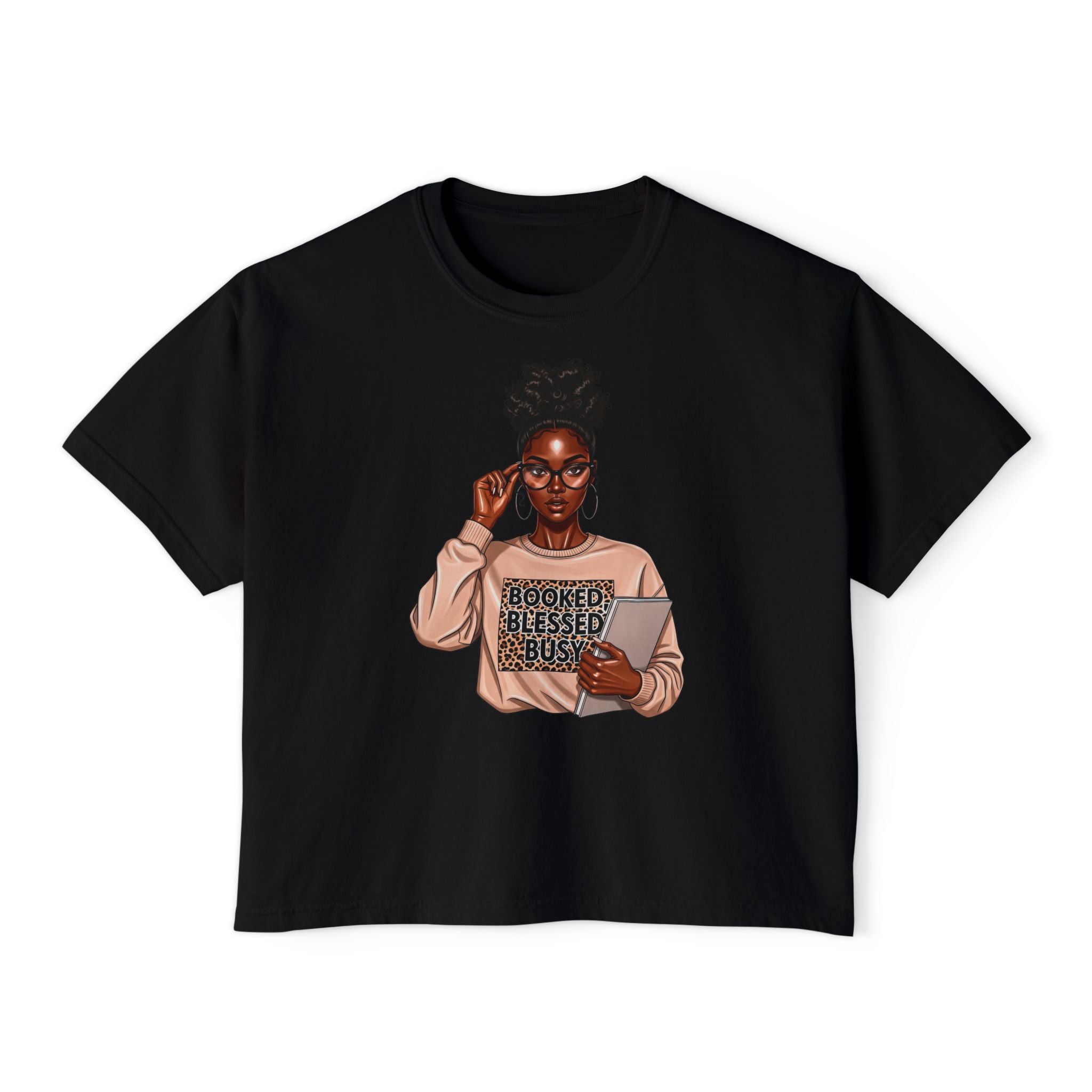 Boxy Tee — Booked Blessed Boss Graphic