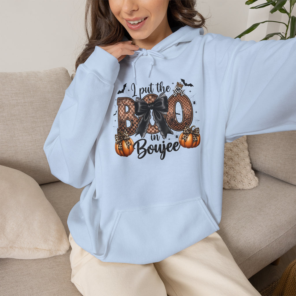 Halloween 'I Put the Boo in Boujee' Hoodie — Pumpkin Bat Spooky Chic Pullover