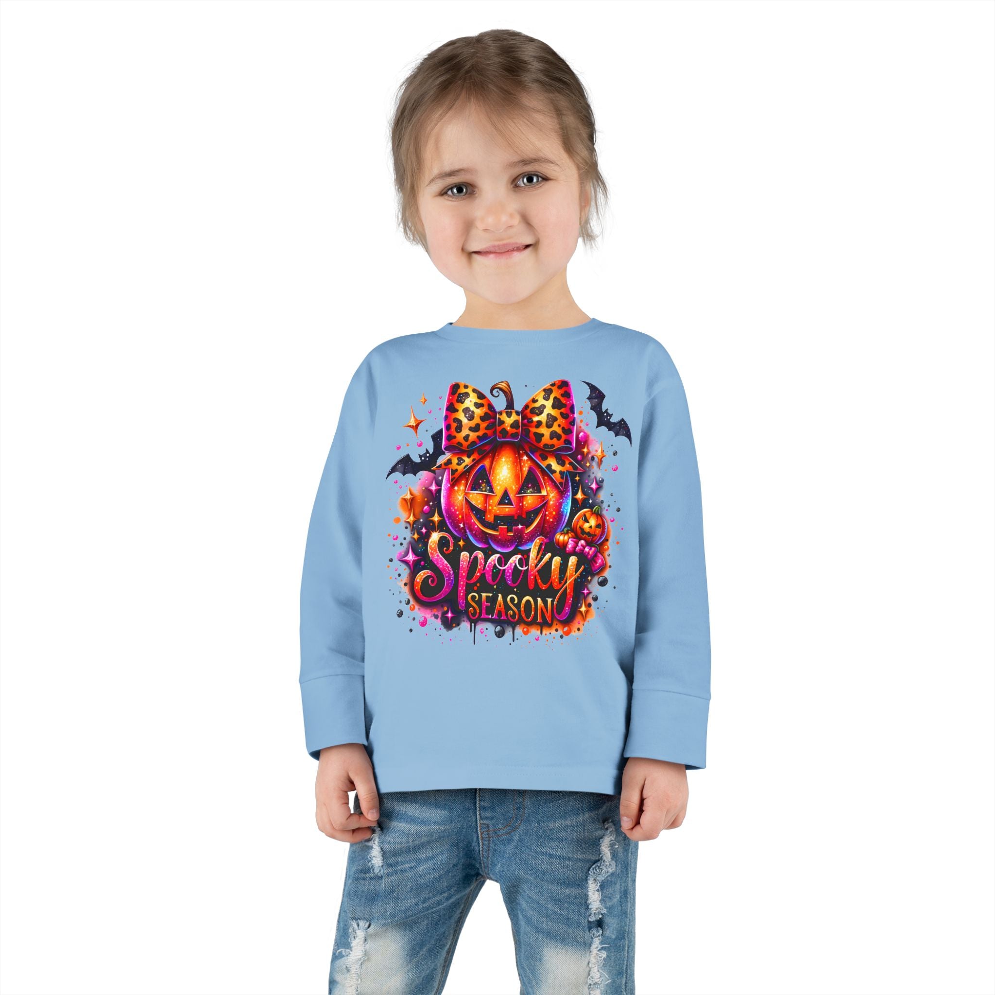 Toddler Long Sleeve Tee — "Spooky Season" Pumpkin Halloween Shirt