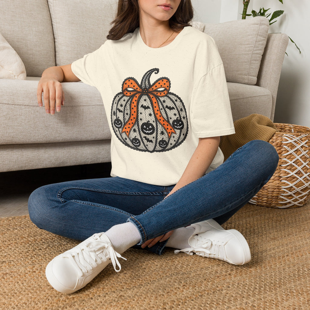 Halloween Pumpkin Bow T-Shirt — Cute Orange Polka Dot Pumpkin Tee
