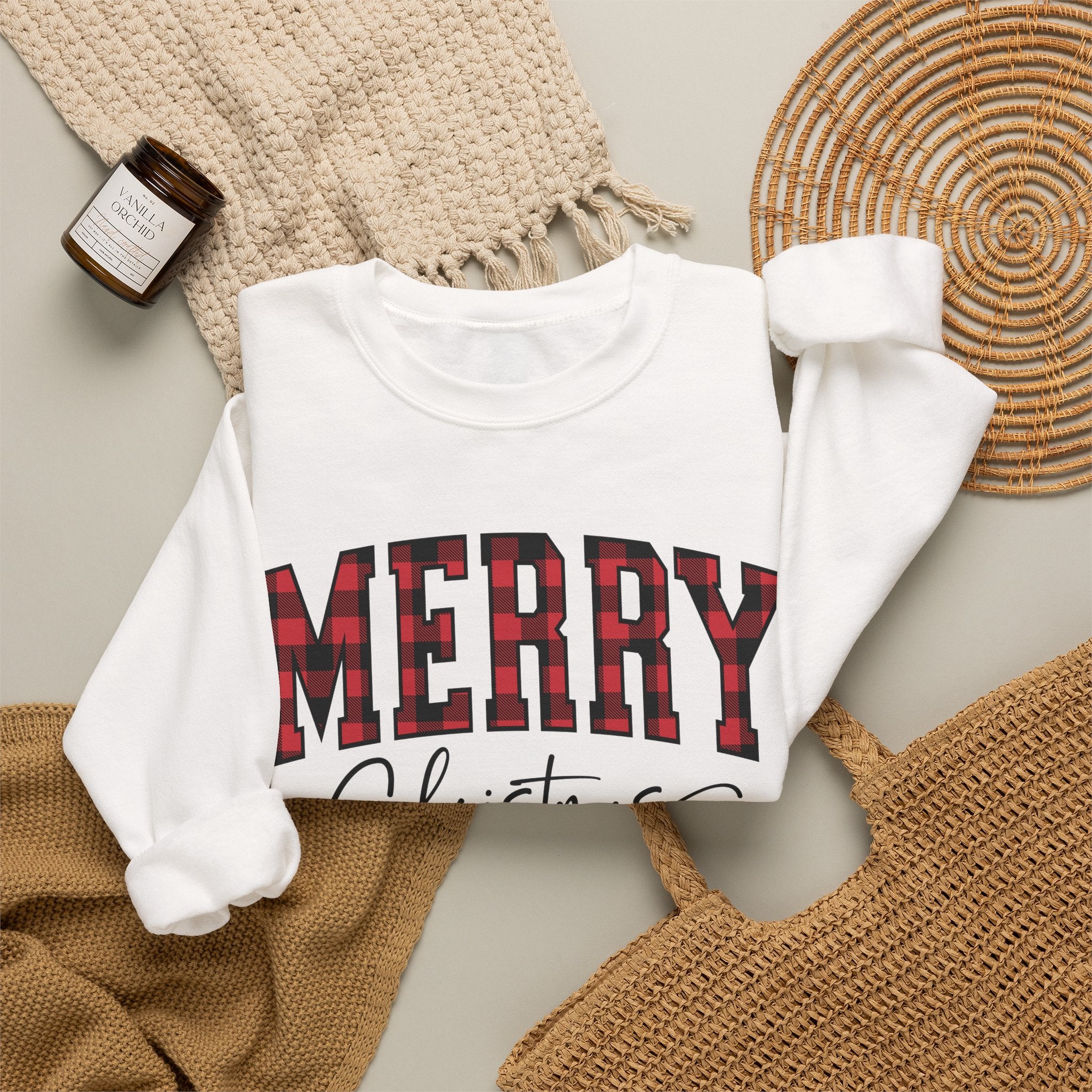 Christmas Plaid "Merry Christmas" Crewneck Sweatshirt