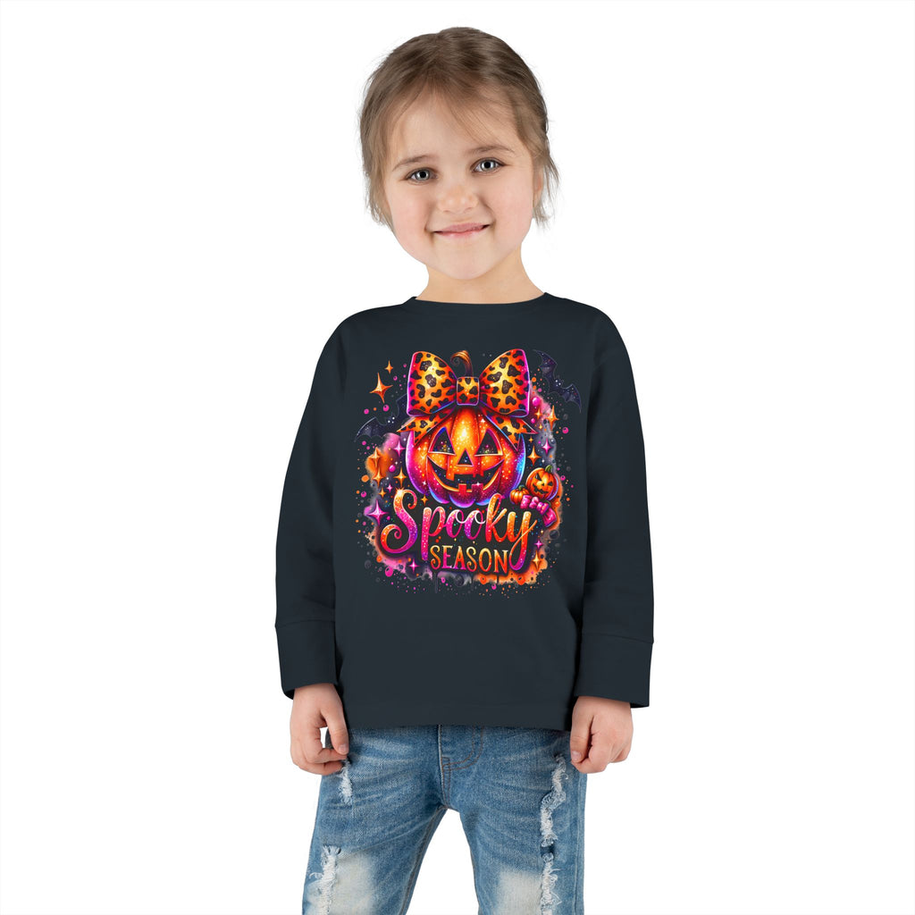 Toddler Long Sleeve Tee — "Spooky Season" Pumpkin Halloween Shirt