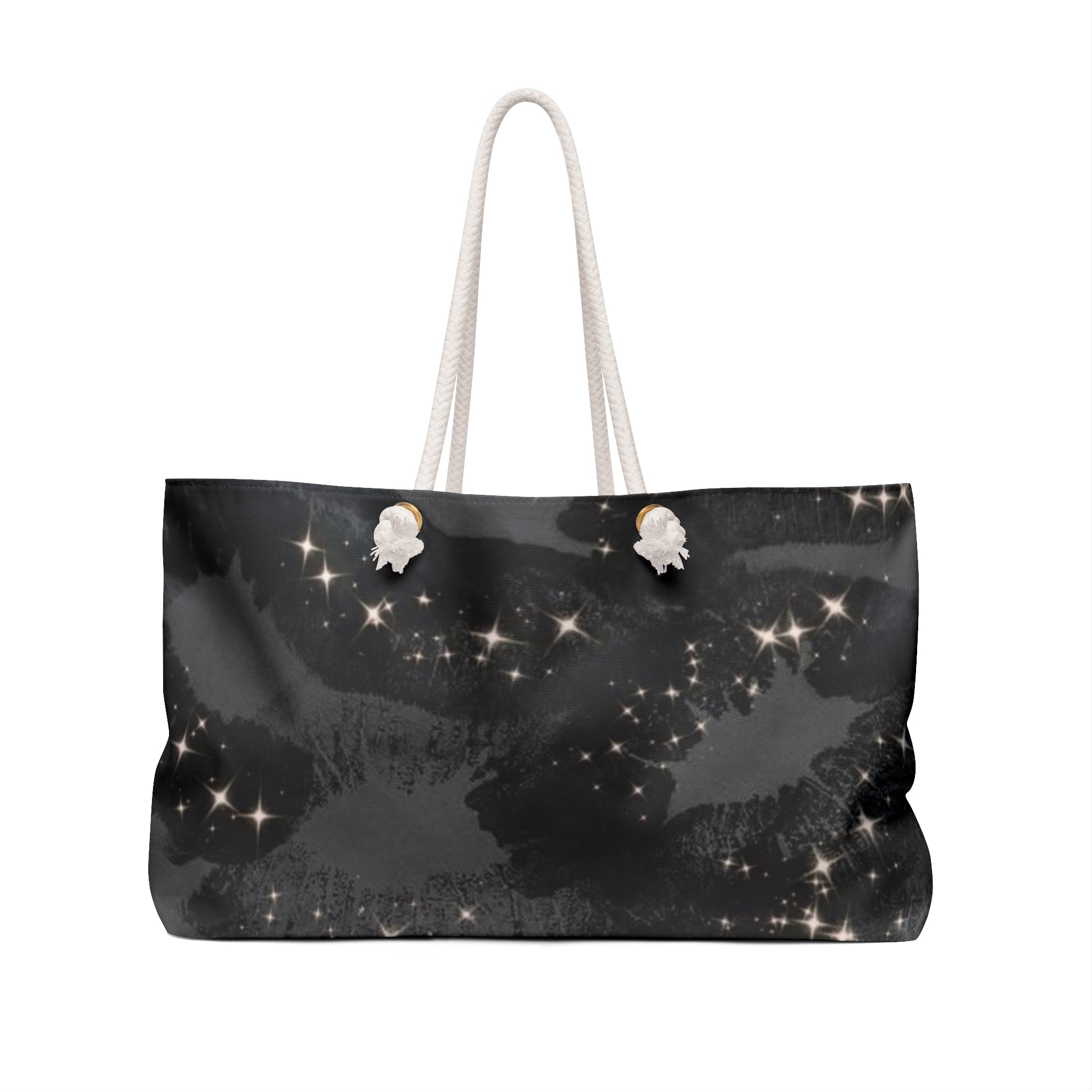 Black Sparkle Lip Print Weekender Bag — Glitter Kiss Travel Tote