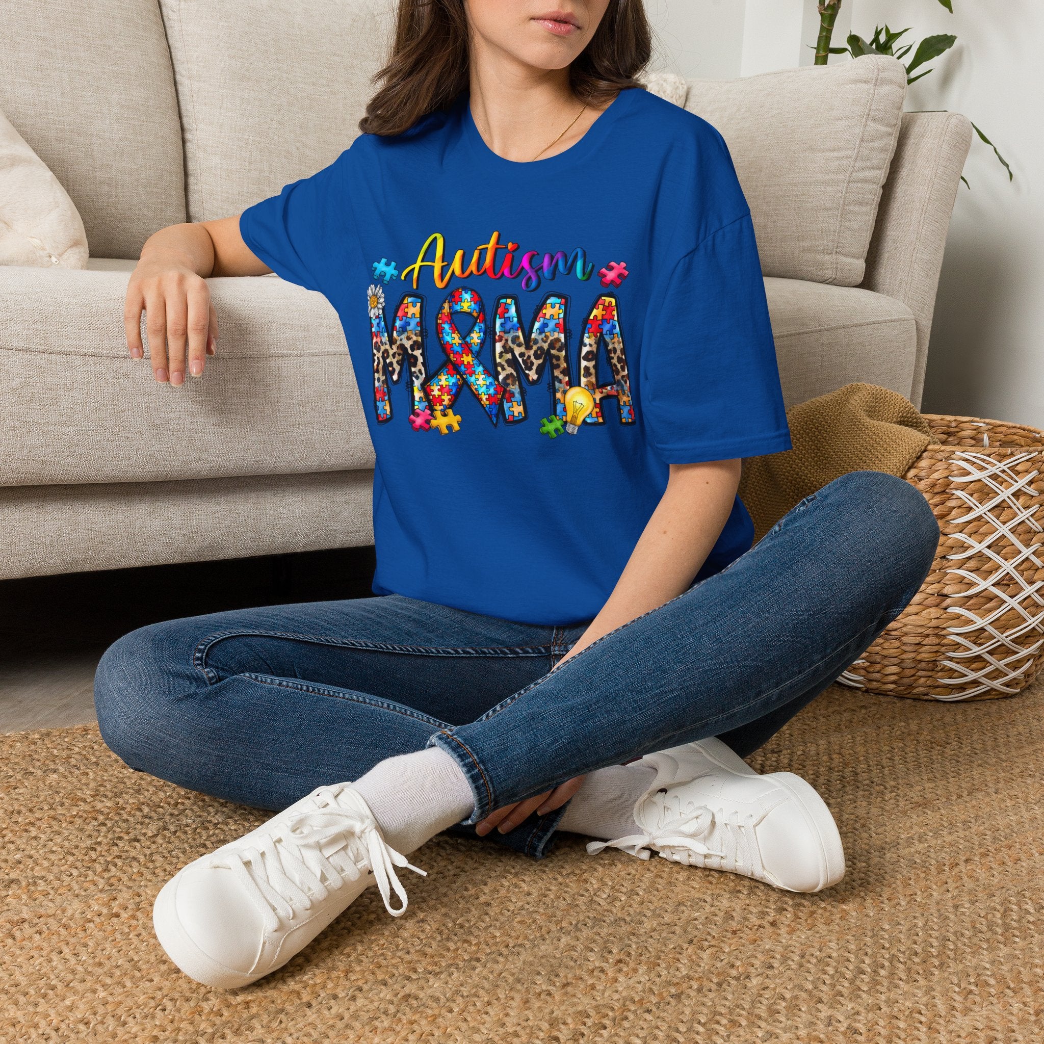 Autism Mama T-Shirt - Colorful Puzzle Ribbon Support Tee
