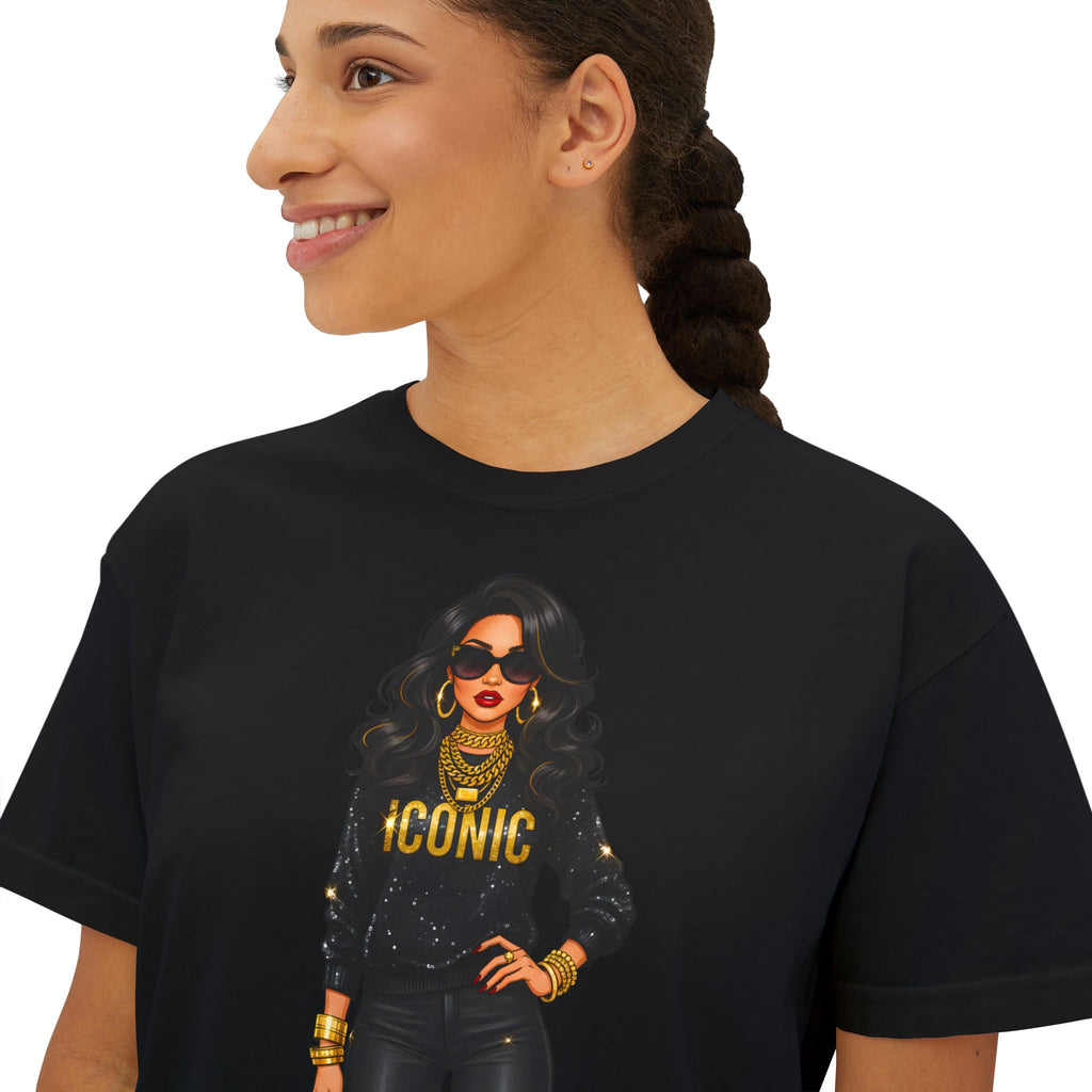 Iconic Woman Boxy Tee — Empowered Graphic Crop T-Shirt