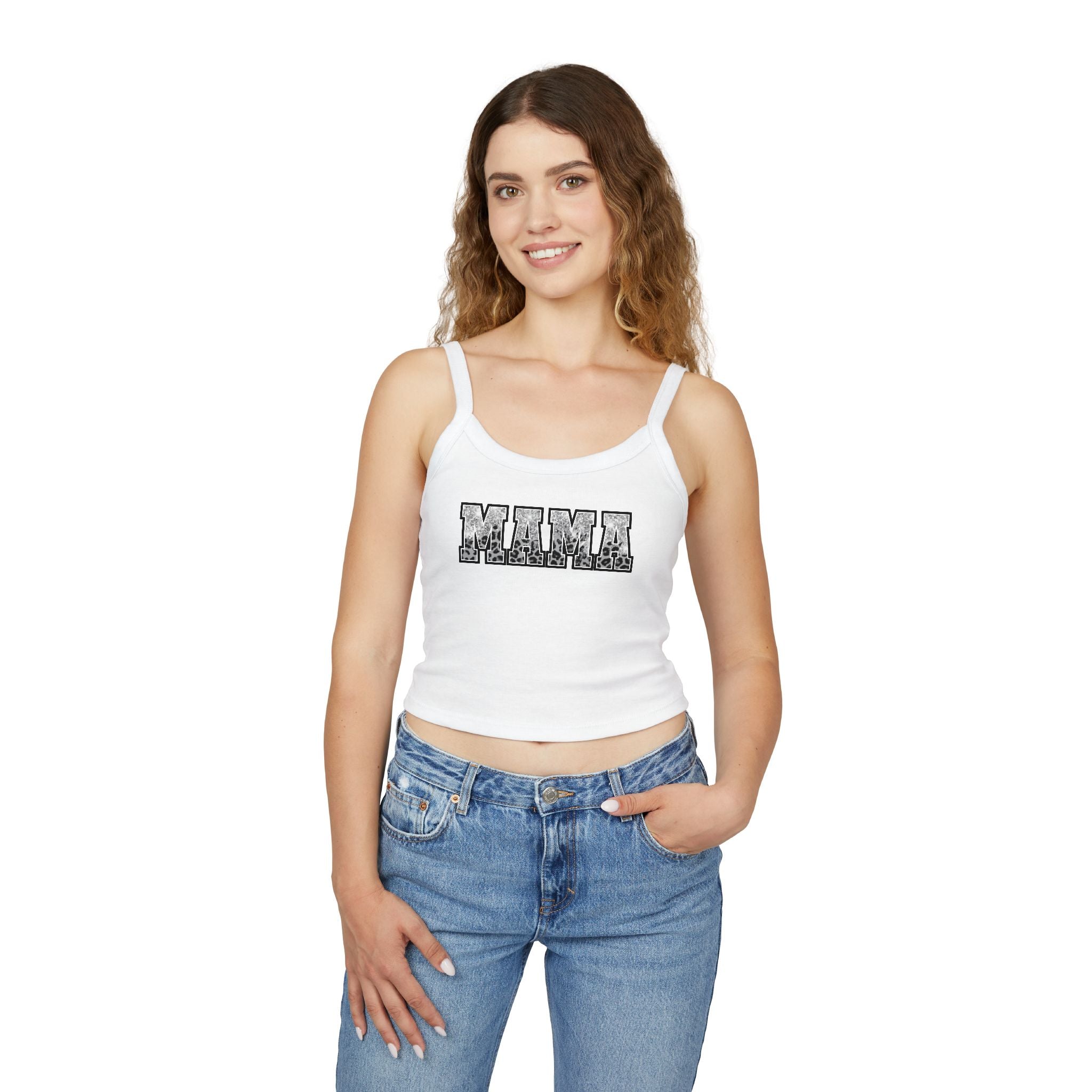 Mama Floral Crop Tank — Women's Spaghetti Strap 'MAMA' Graphic