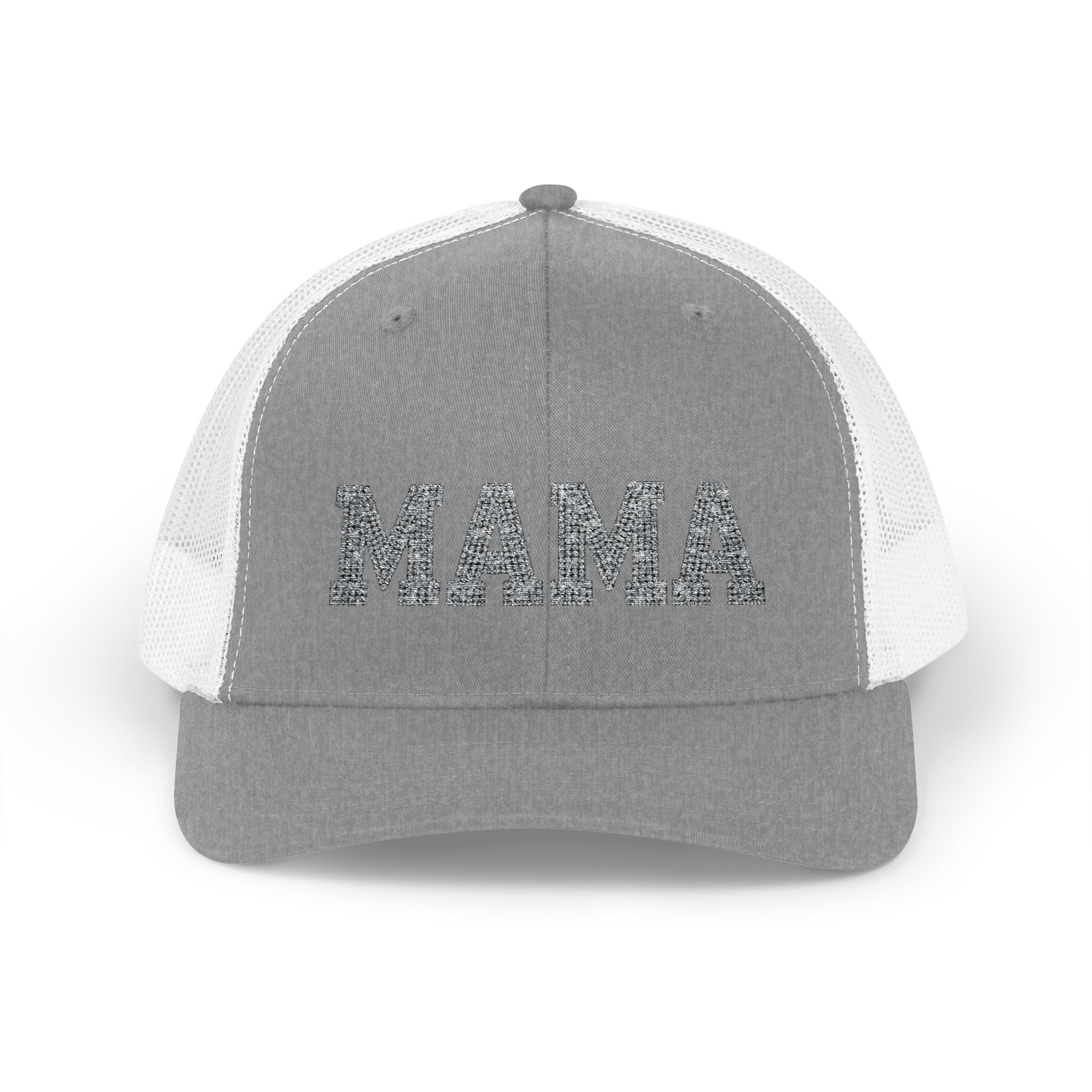 Mama Snapback Trucker Cap — Glitter Script "MAMA" Mesh Back Hat for Moms, Mother's Day Gift