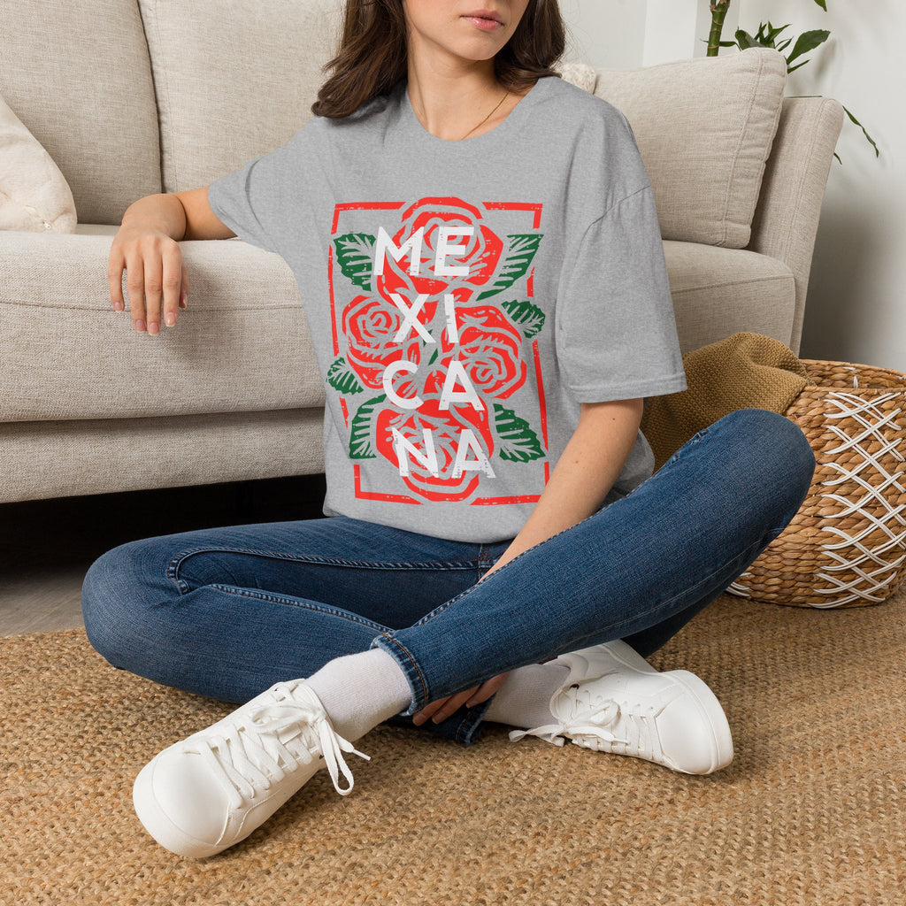 Mexicana Rose T-Shirt — Bold Floral Mexico Pride Tee