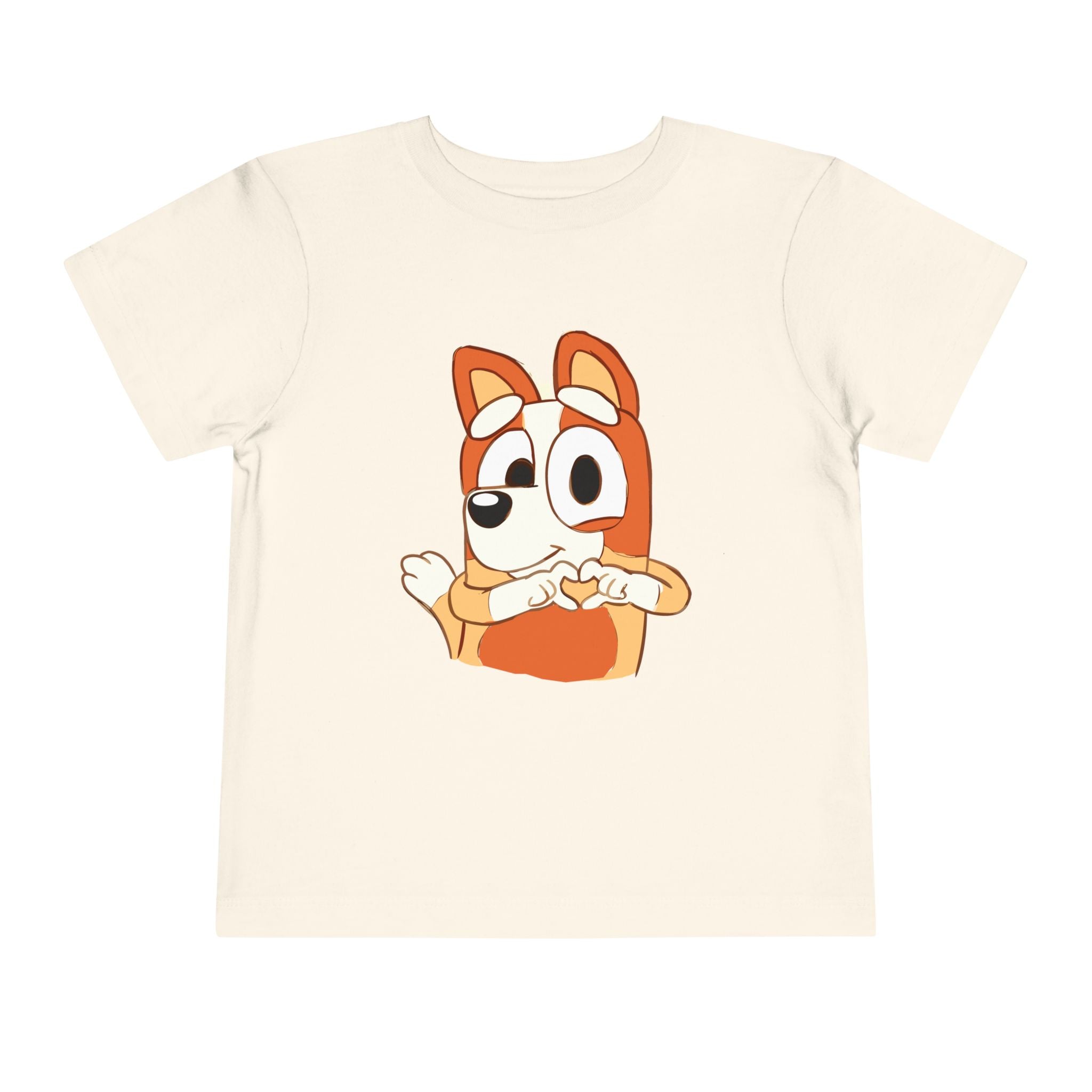 Toddler Tee — Cute Cartoon Dog Making Heart Gesture