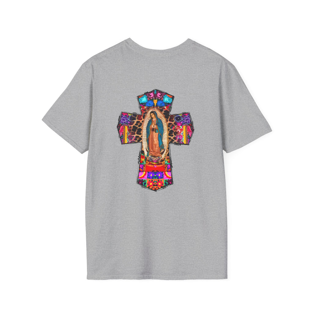 Our Lady of Guadalupe Cross T-Shirt — Colorful Mexican Folk Art Tee