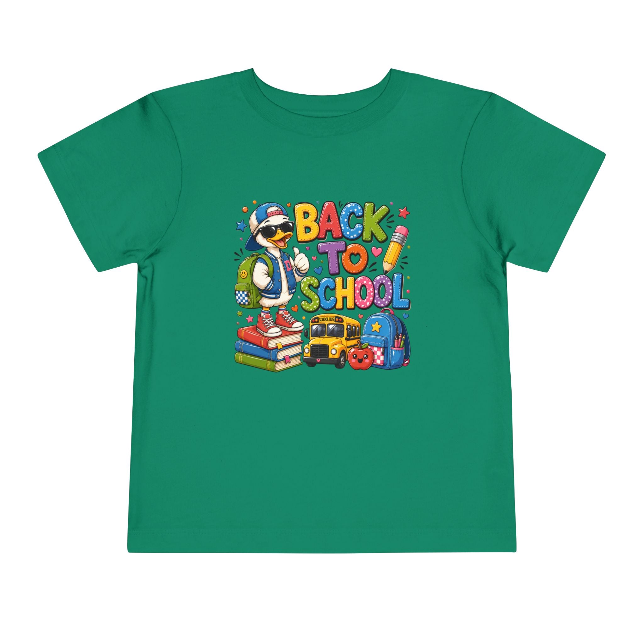 Back to School Toddler Tee — Cute Penguin School Bus Design