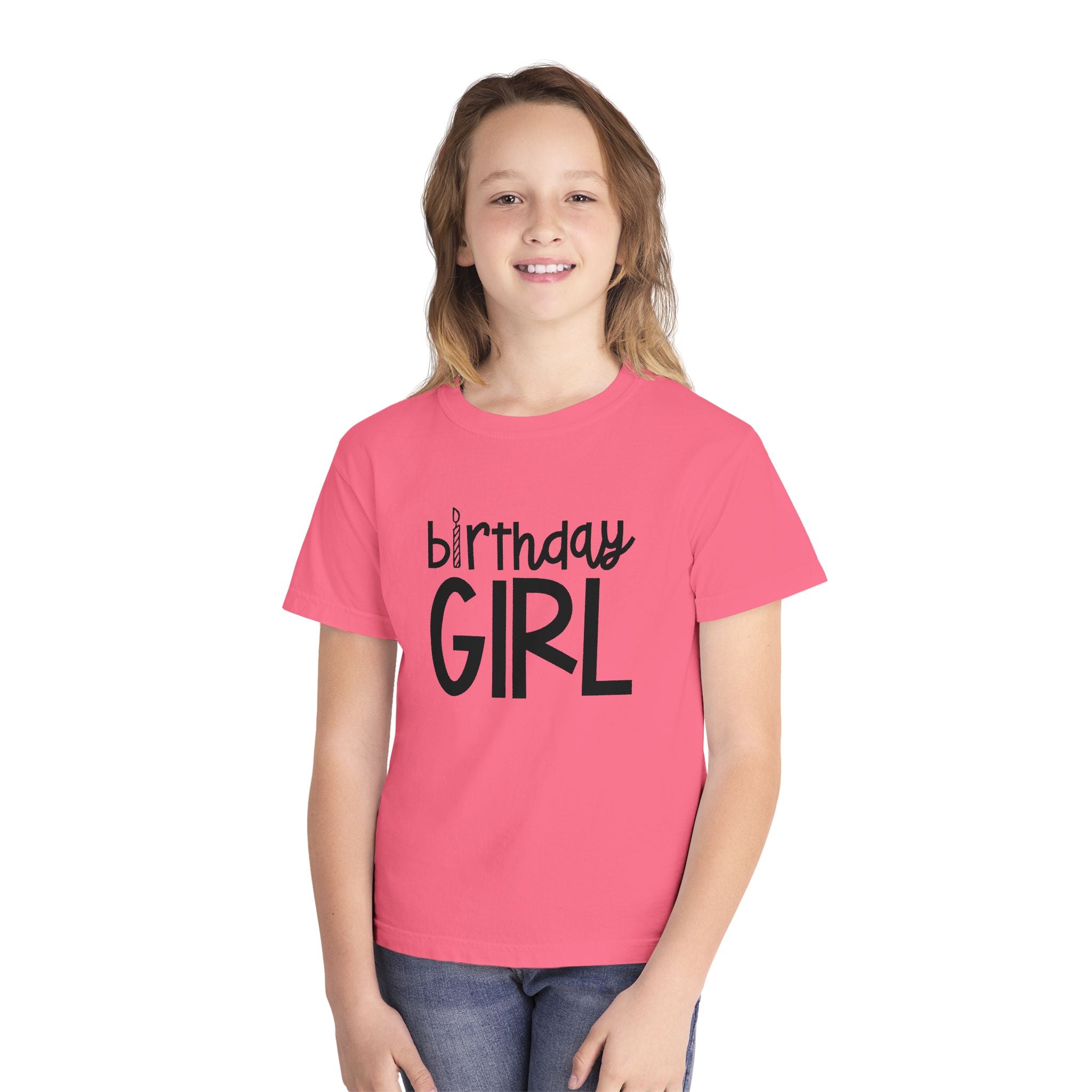 Birthday Girl Tee — Kids 4th Birthday Shirt with Pink Balloon Back Design